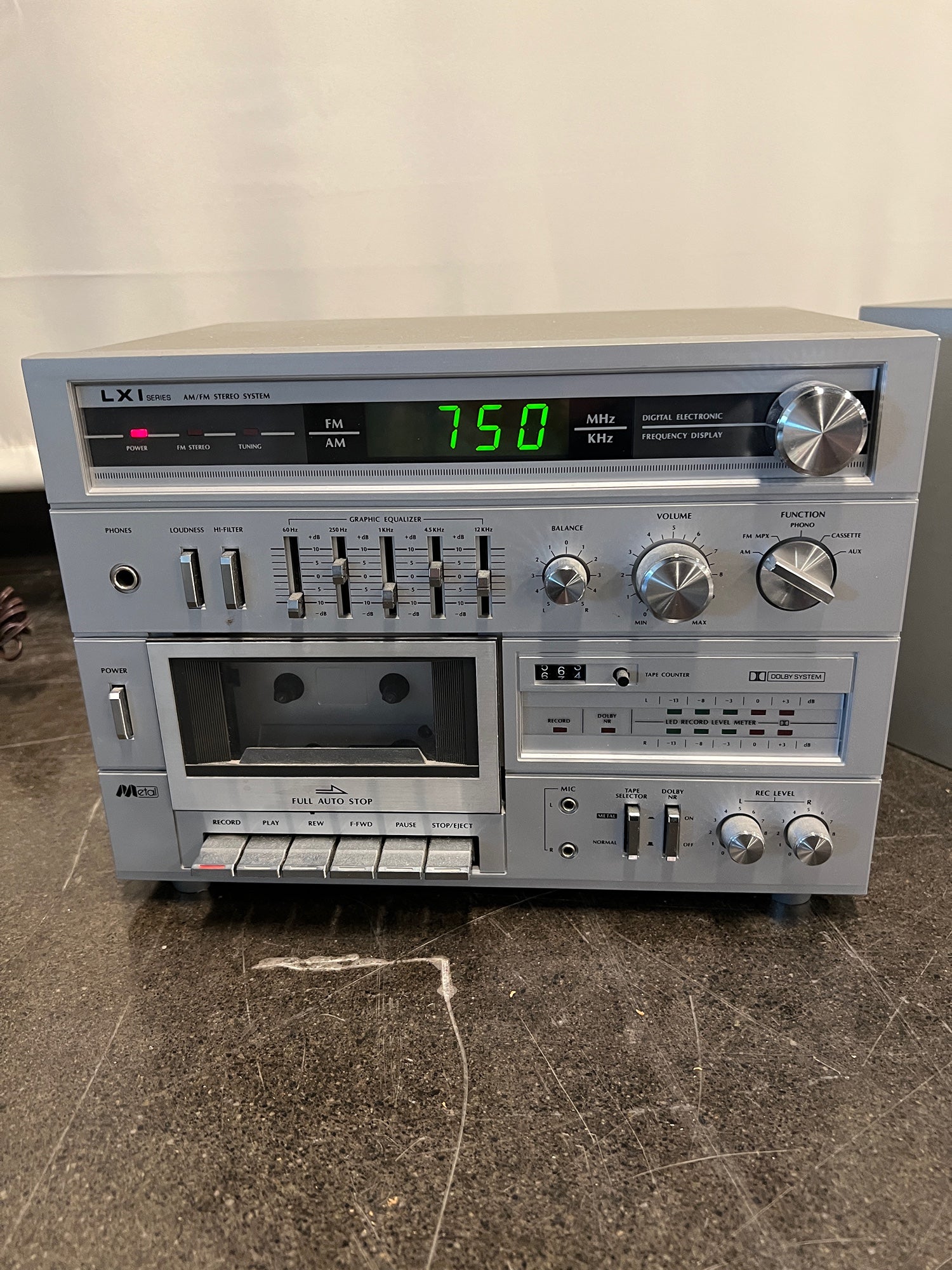 LXI Vintage Cassette Stereo System with Speakers