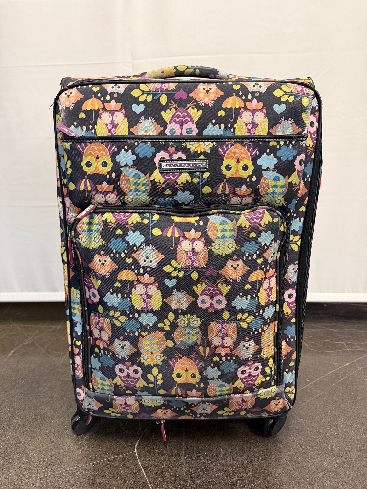 Lily Bloom Owl Pattern Suitcase with Wheels