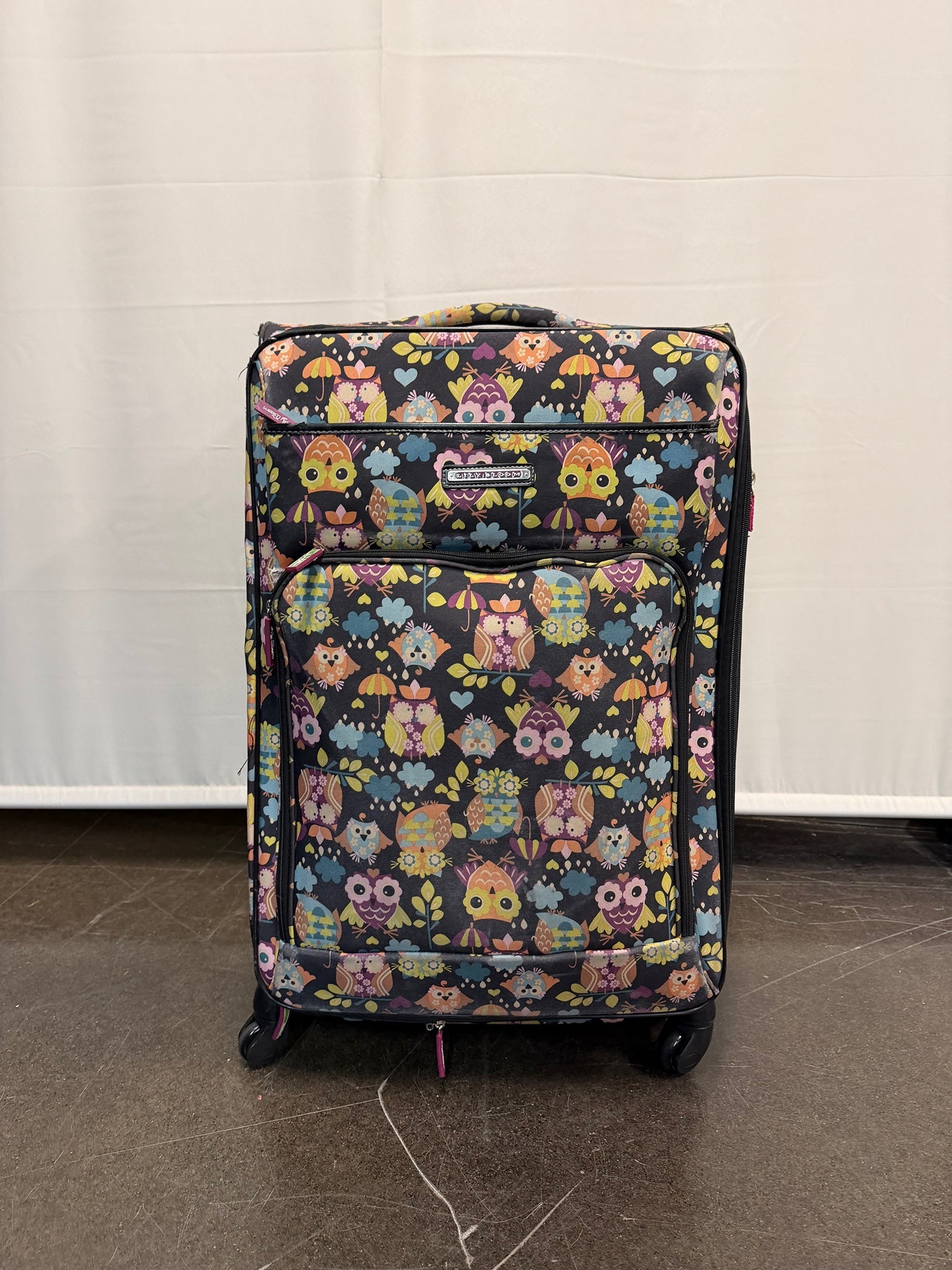 Lily Bloom Owl Pattern Suitcase with Wheels