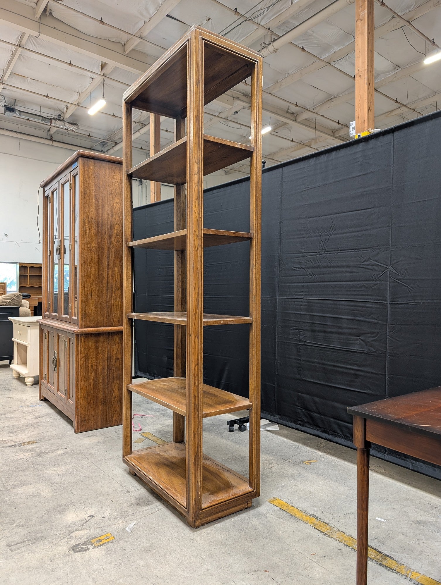 Tall Rectangular Wood Bookcase with Five Shelves