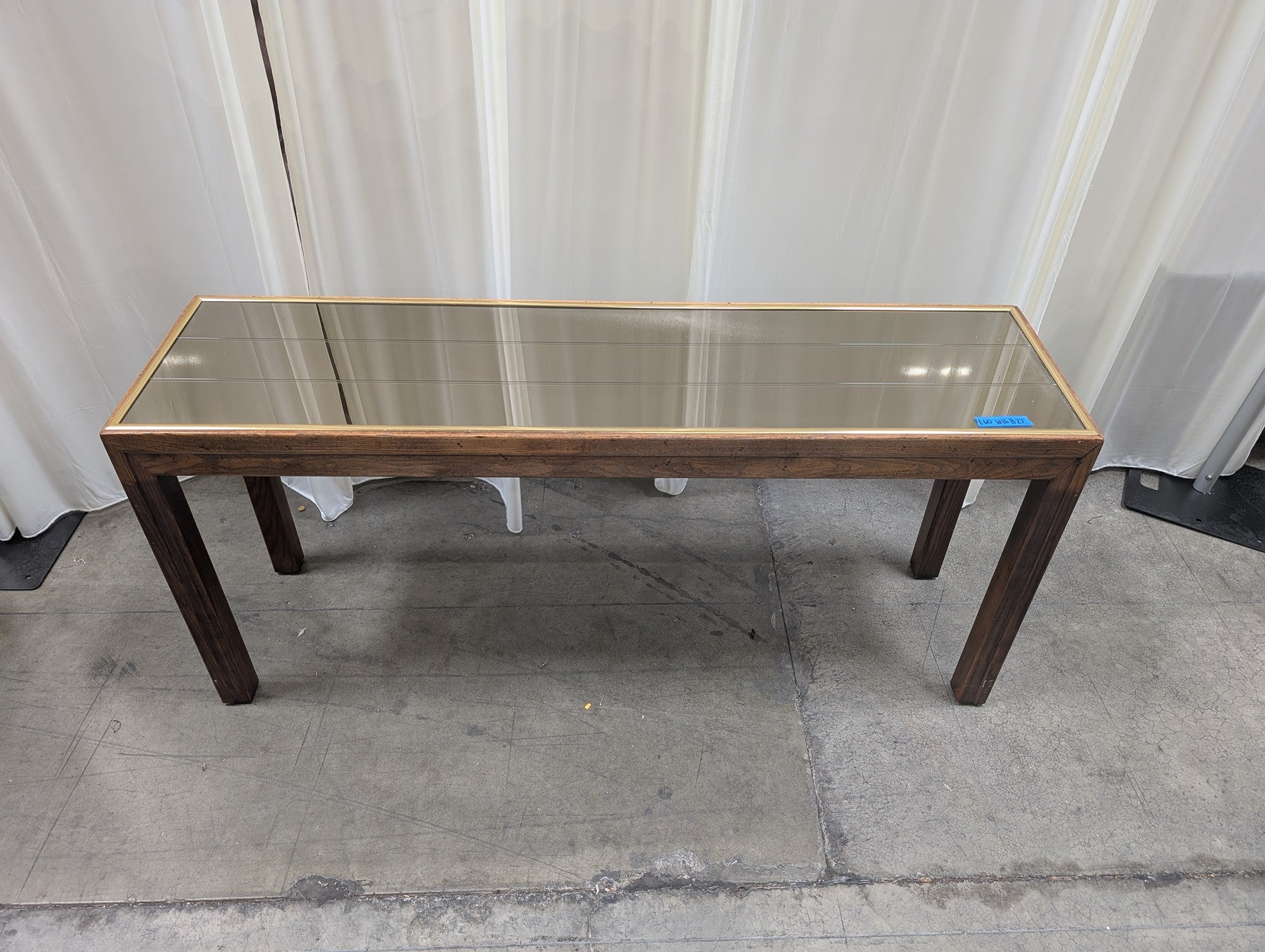 Dark Wood Rectangular Console Table with Mirrored Top