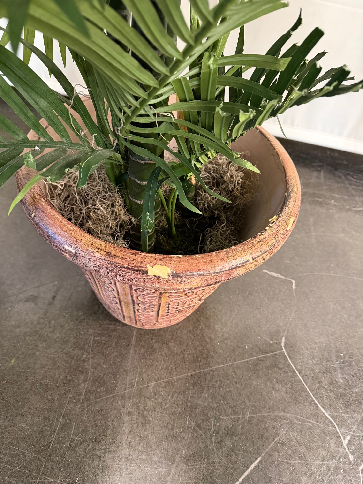 Tall Green Artificial Palm Tree in Decorative Pot