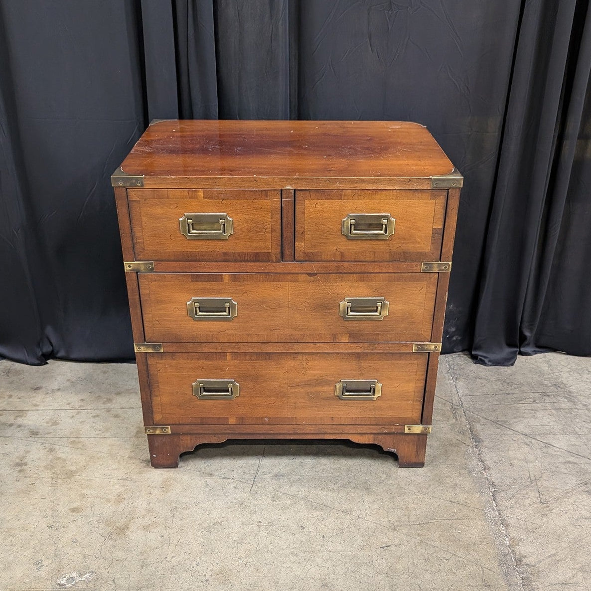 HEKMAN Campaign Style Wood Nightstand with Brass Hardware