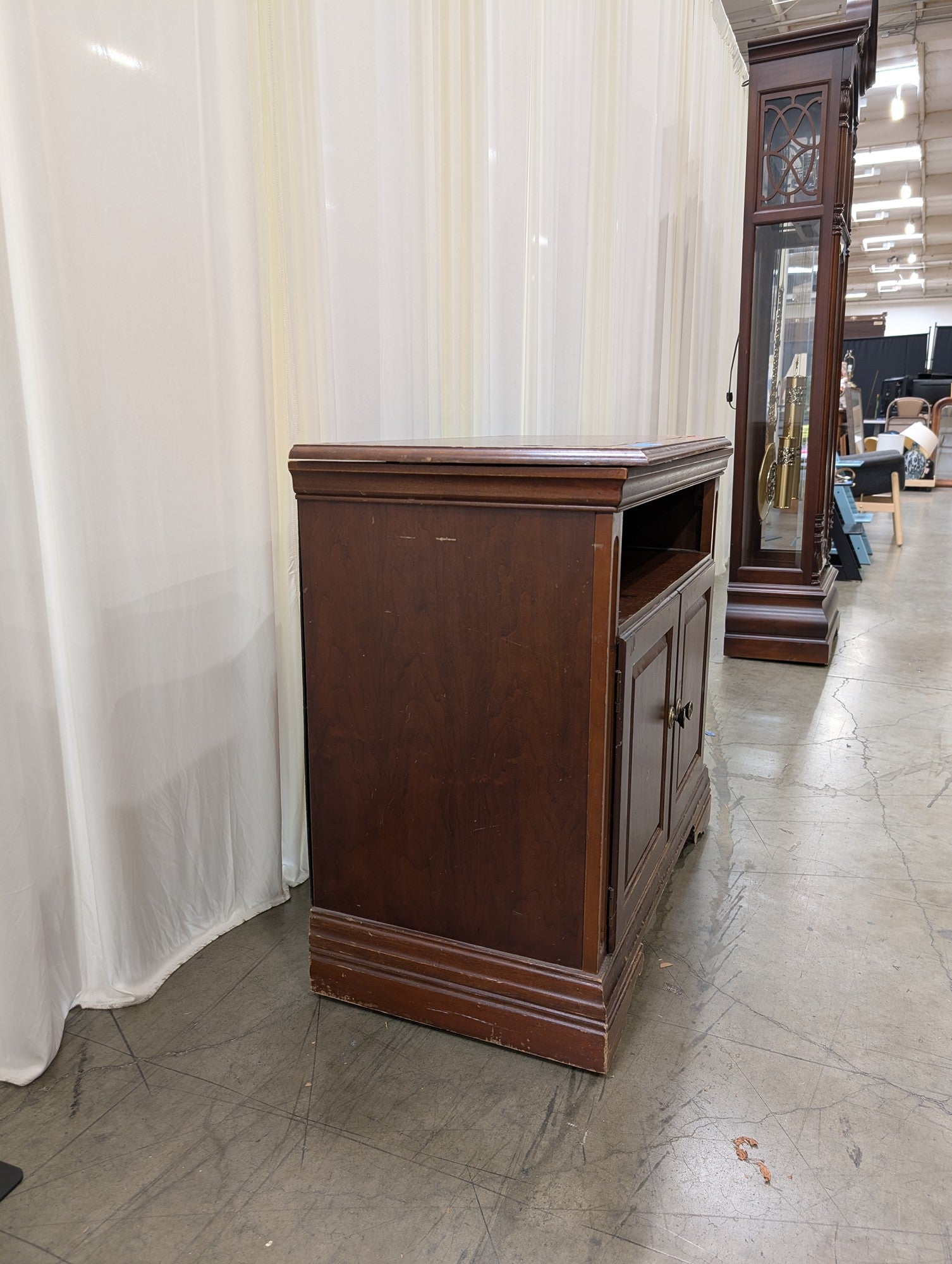 Dark Wood Traditional TV Stand with Storage Doors