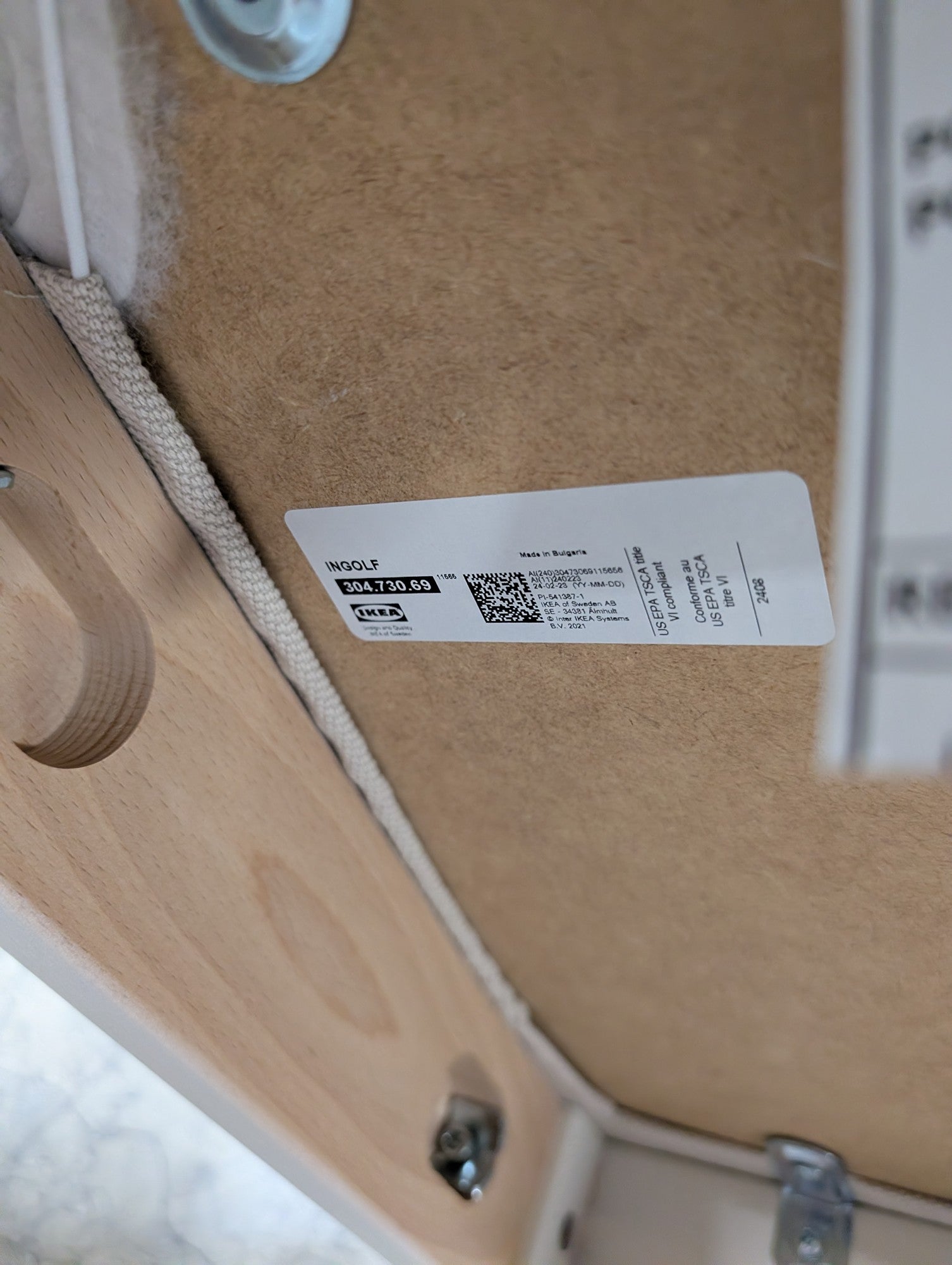 Ikea Light Wood Grain Top Dining Table with Four White Chairs