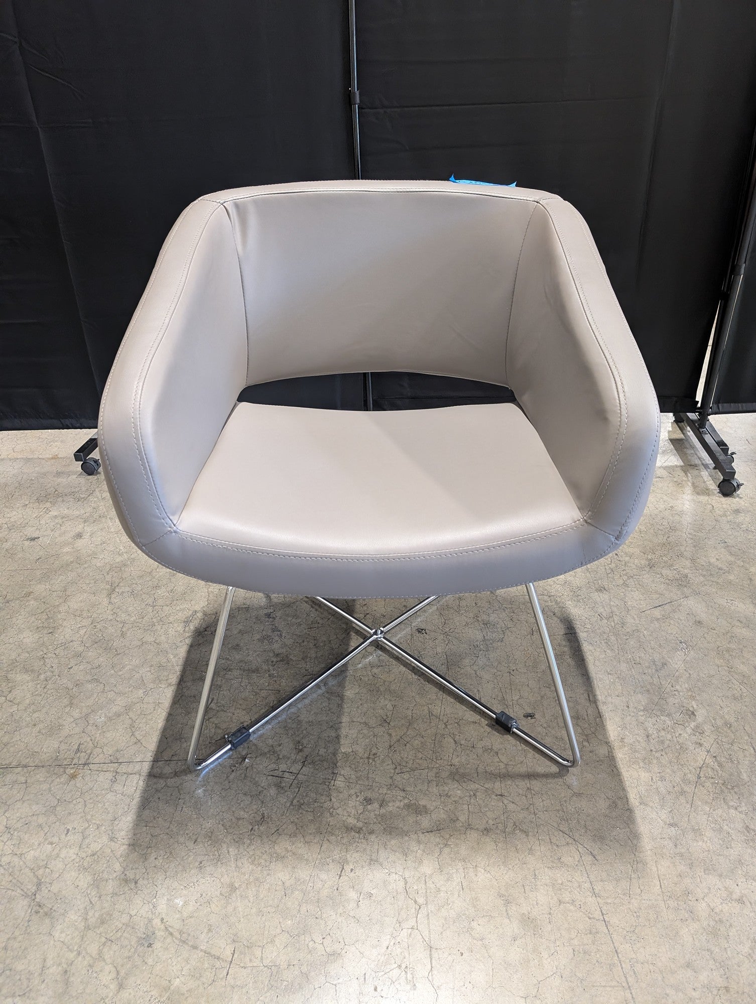 Modern Light Grey Upholstered Chair with Chrome Base