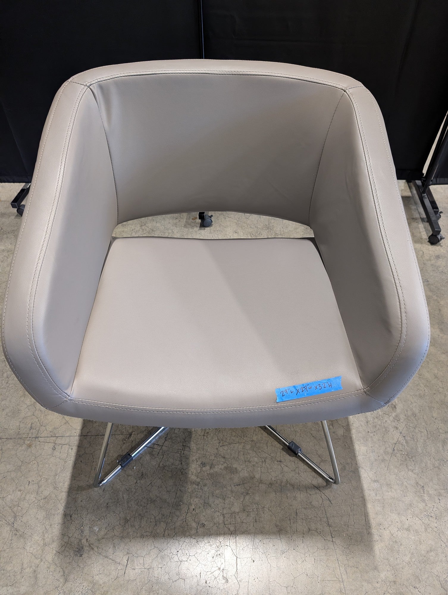 Modern Light Grey Upholstered Chair with Chrome Base