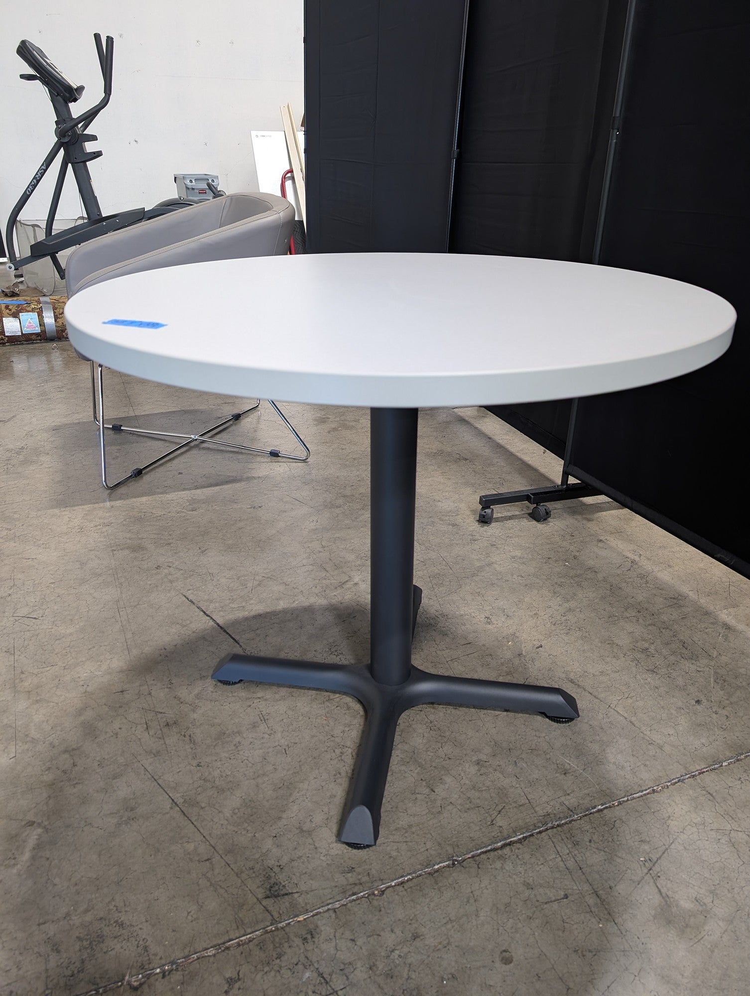Modern Grey Round Dining Table with Metal Base