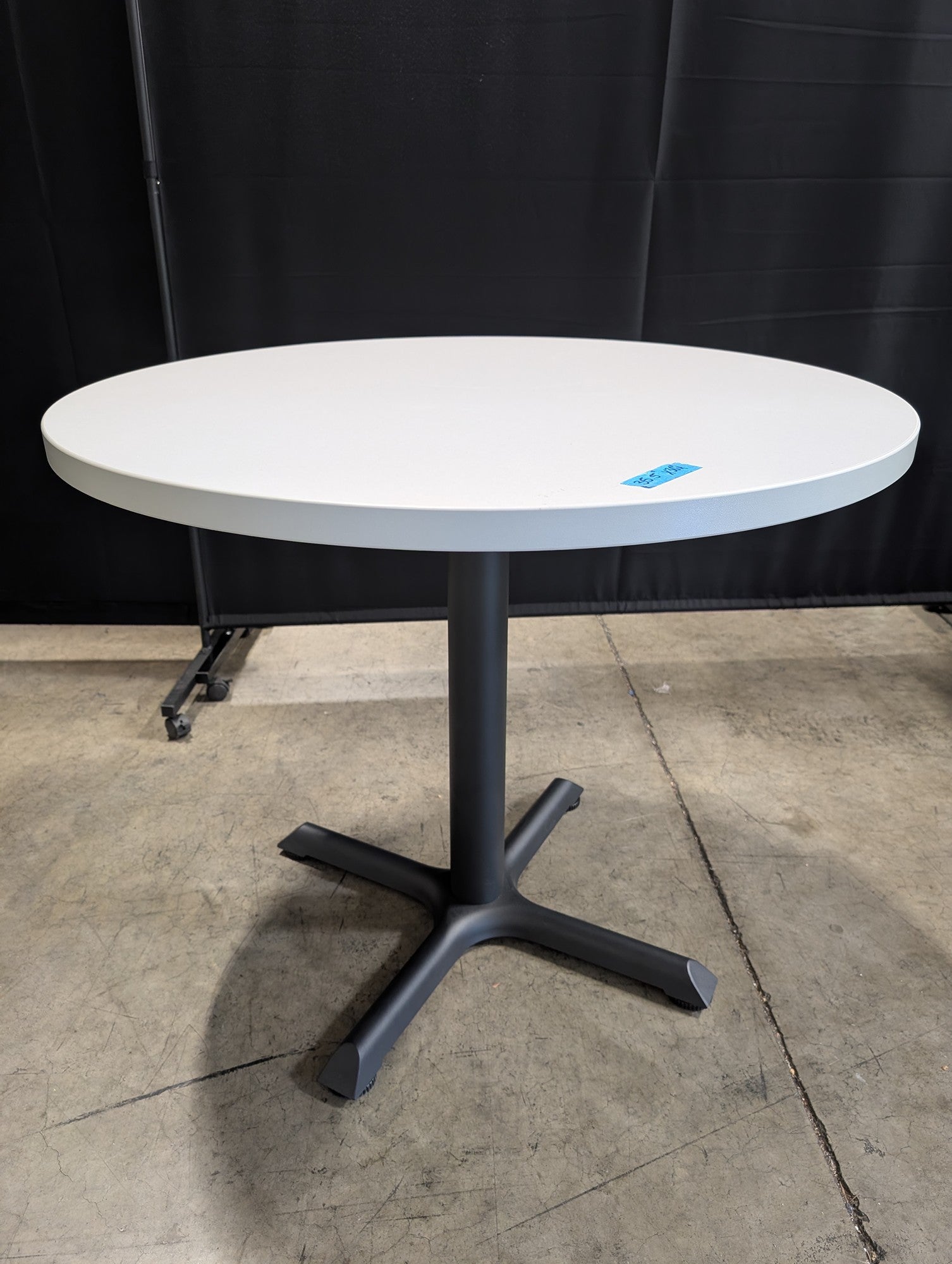 Modern Grey Round Dining Table with Metal Base