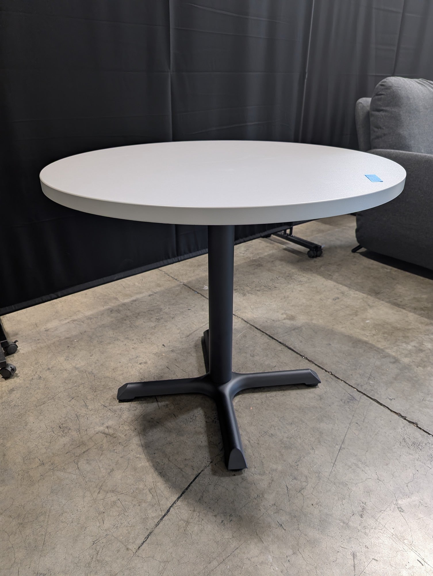 Modern Grey Round Dining Table with Metal Base