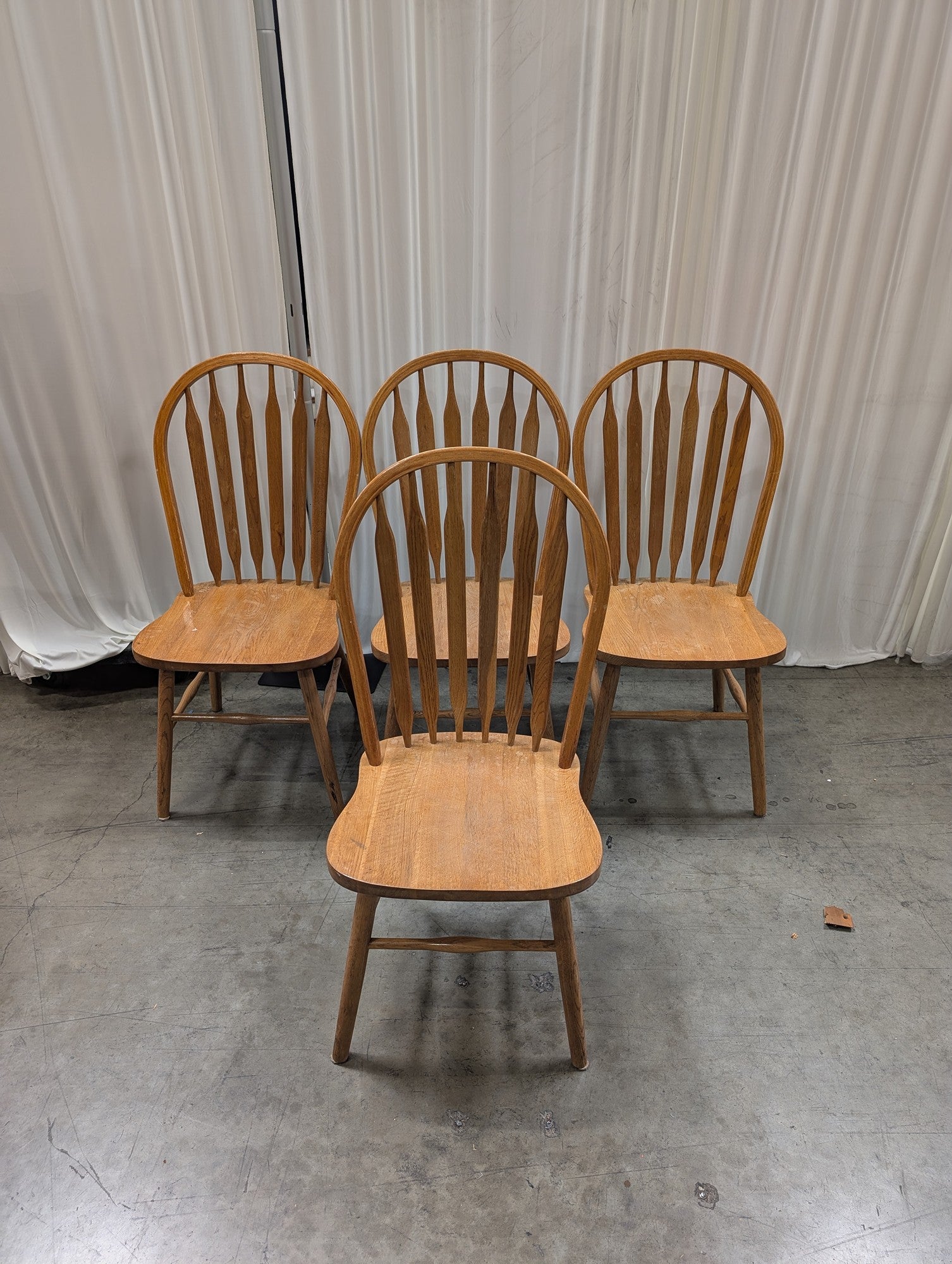Set of Four AMERIC Natural Wood Windsor Dining Chair