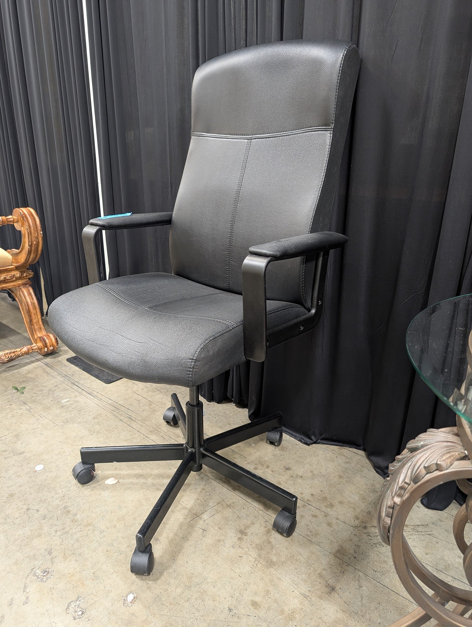 Black Faux Leather High-Back Office Chair