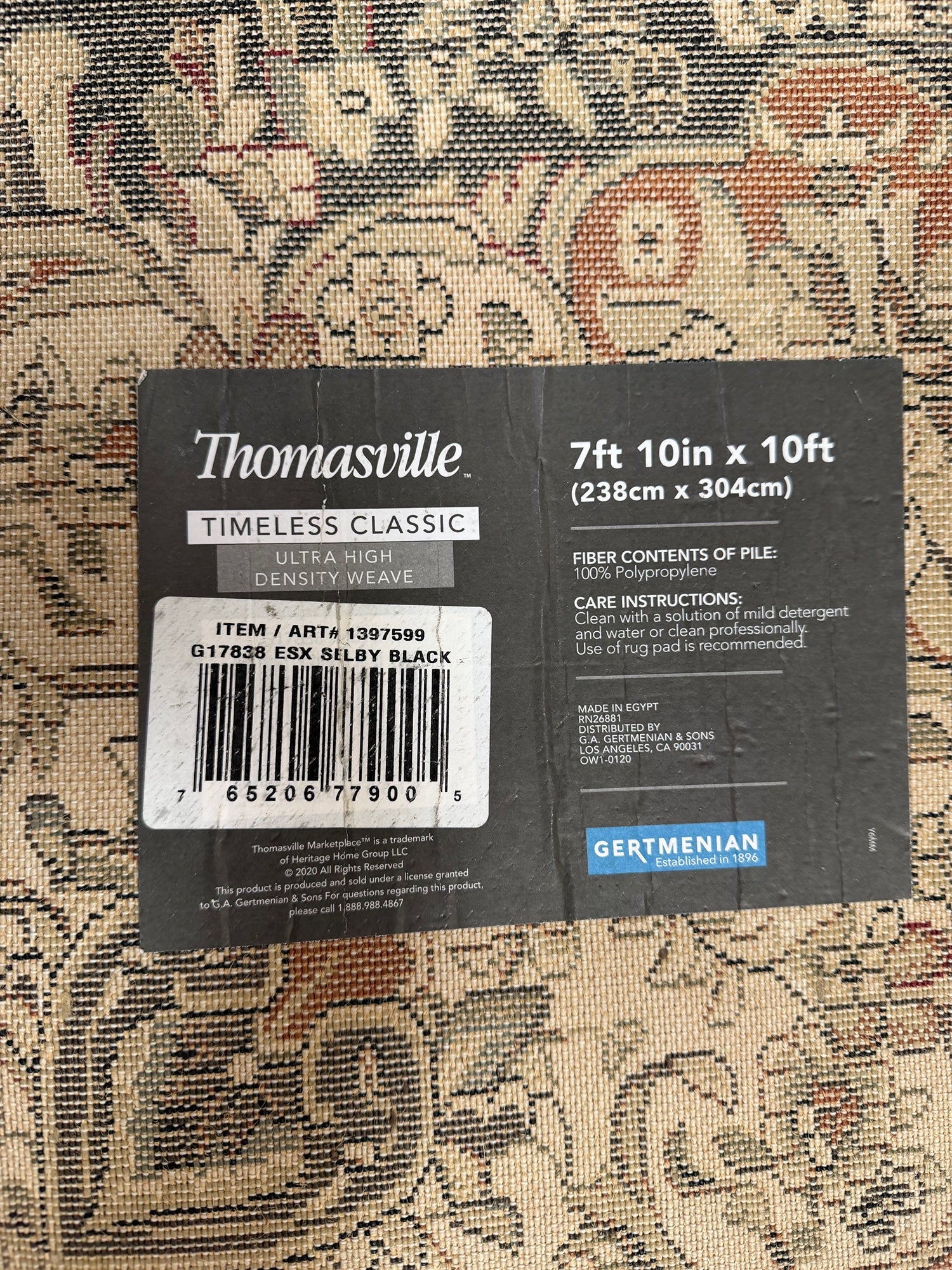 Thomasville Timeless Classic Black Oriental 8 x 10 Area Rug