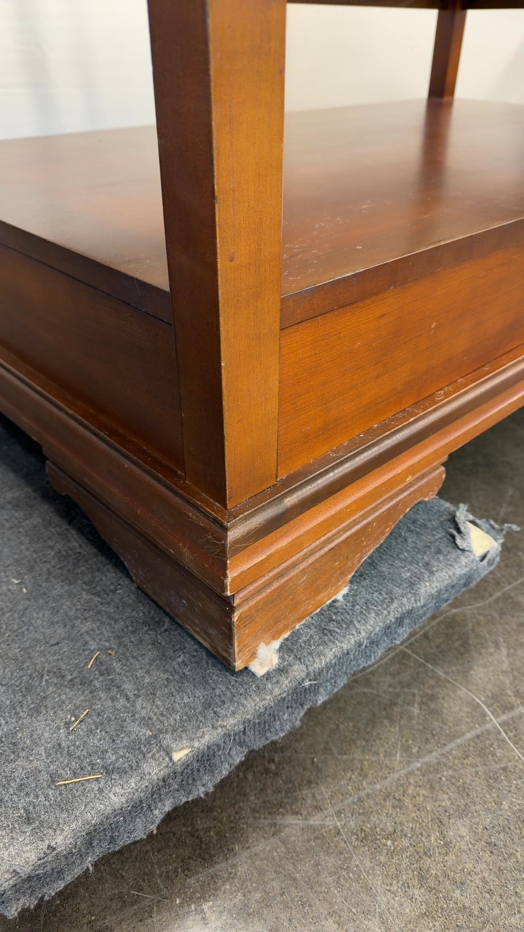 Cherry Wood Rectangular Coffee Table with Glass Top