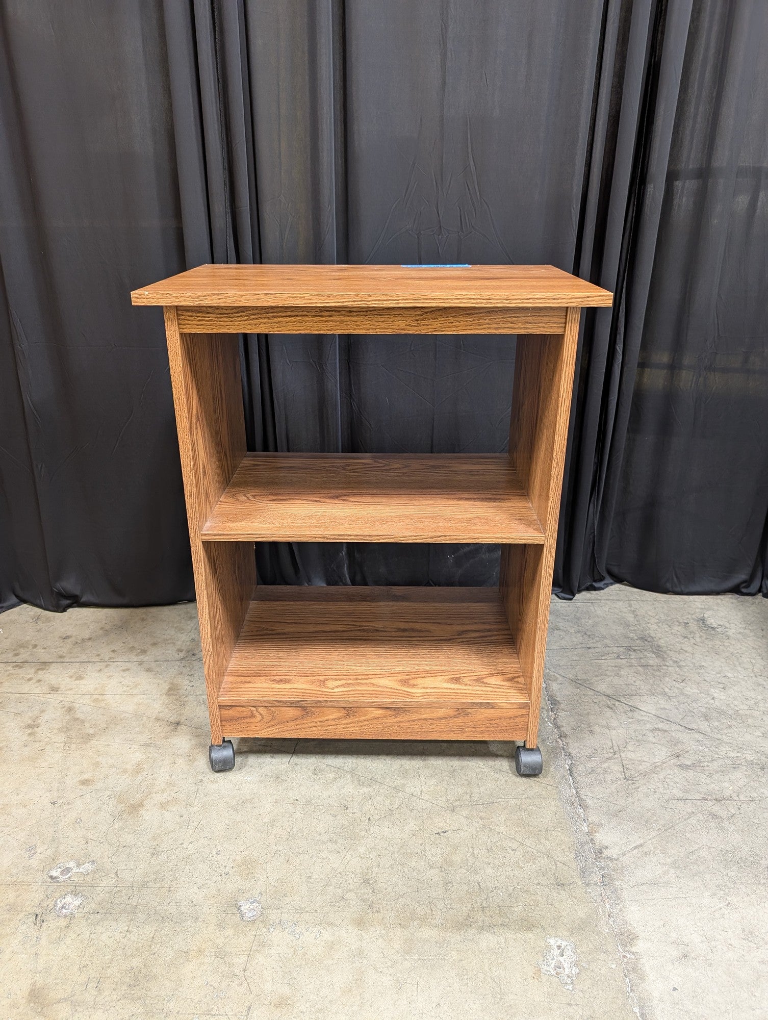 Rolling Three-Tier Utility Cart in Oak-Tone Wood Grain