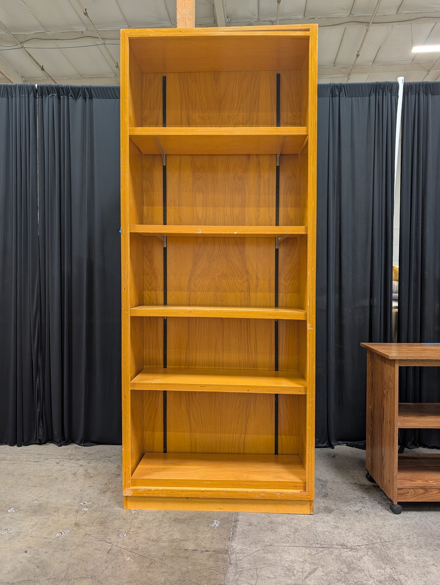 Light Wood Five-Shelf Bookcase with Adjustable Shelves