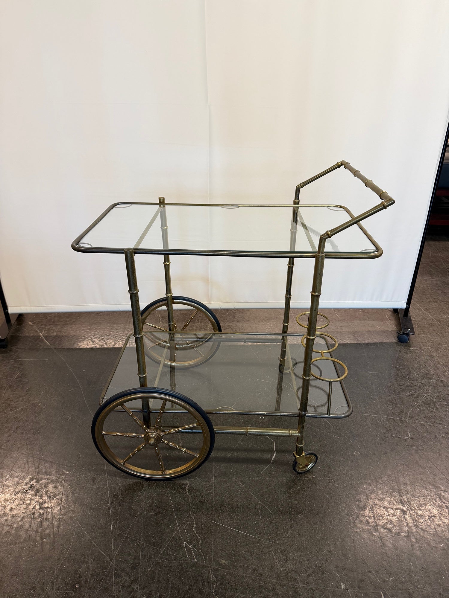 Vintage brass bamboo bar cart / trolley, 1960s