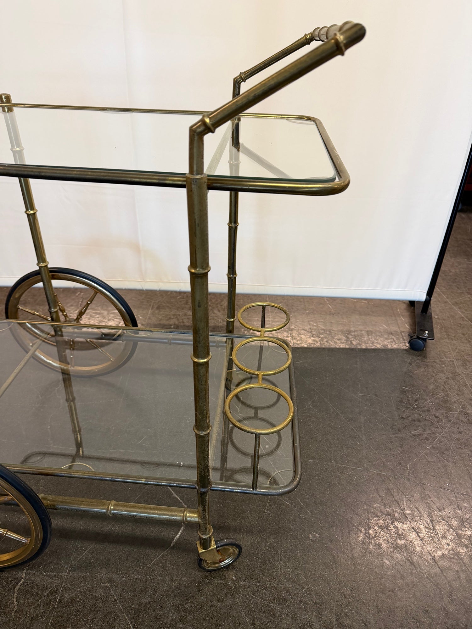 Vintage brass bamboo bar cart / trolley, 1960s