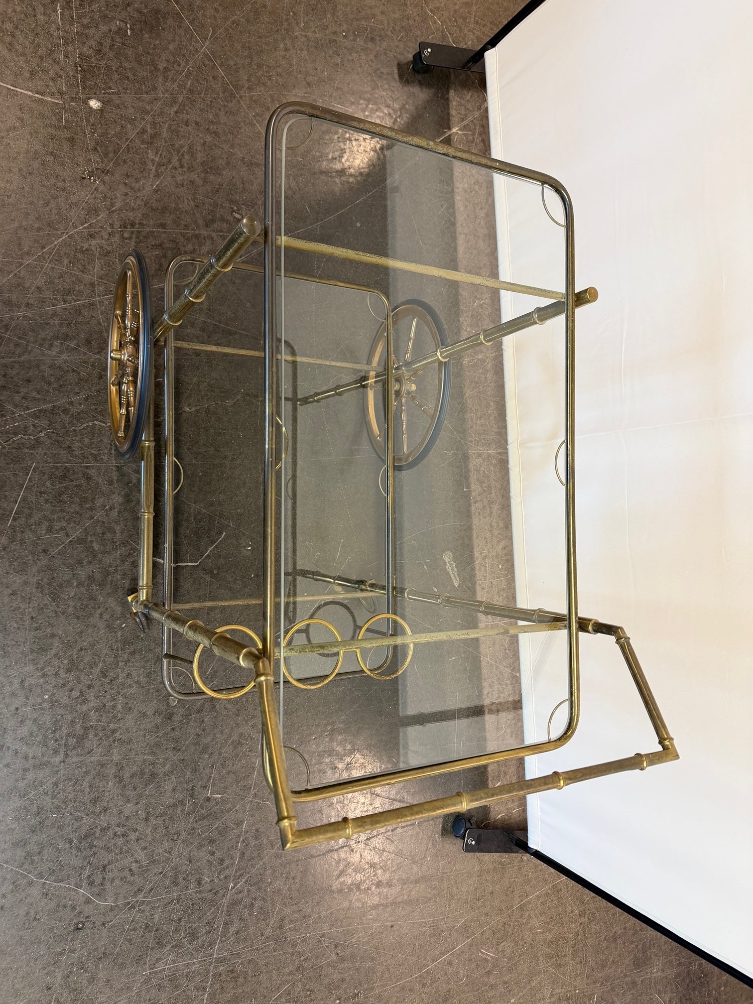 Vintage brass bamboo bar cart / trolley, 1960s