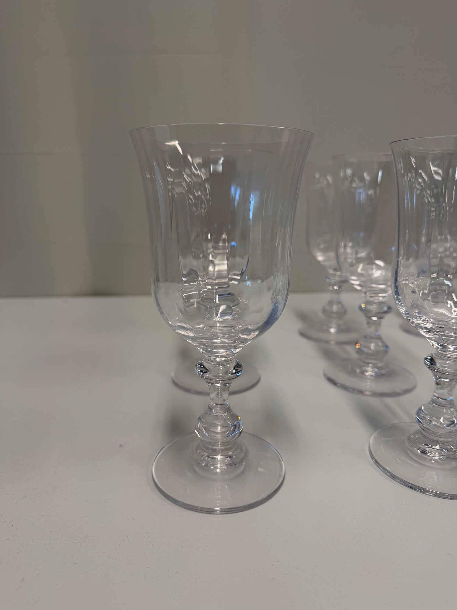 Set of Nine Clear Glass Goblets