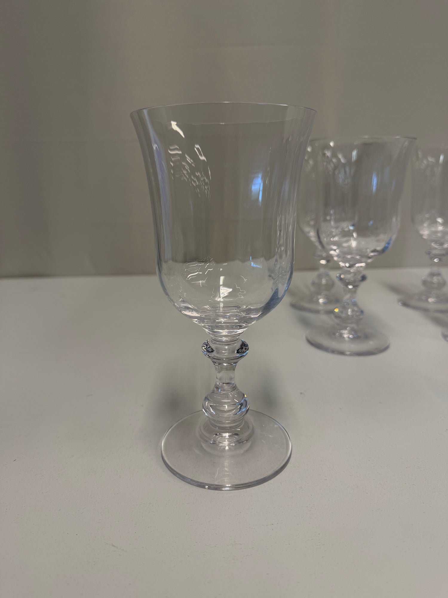 Set of Nine Clear Glass Goblets