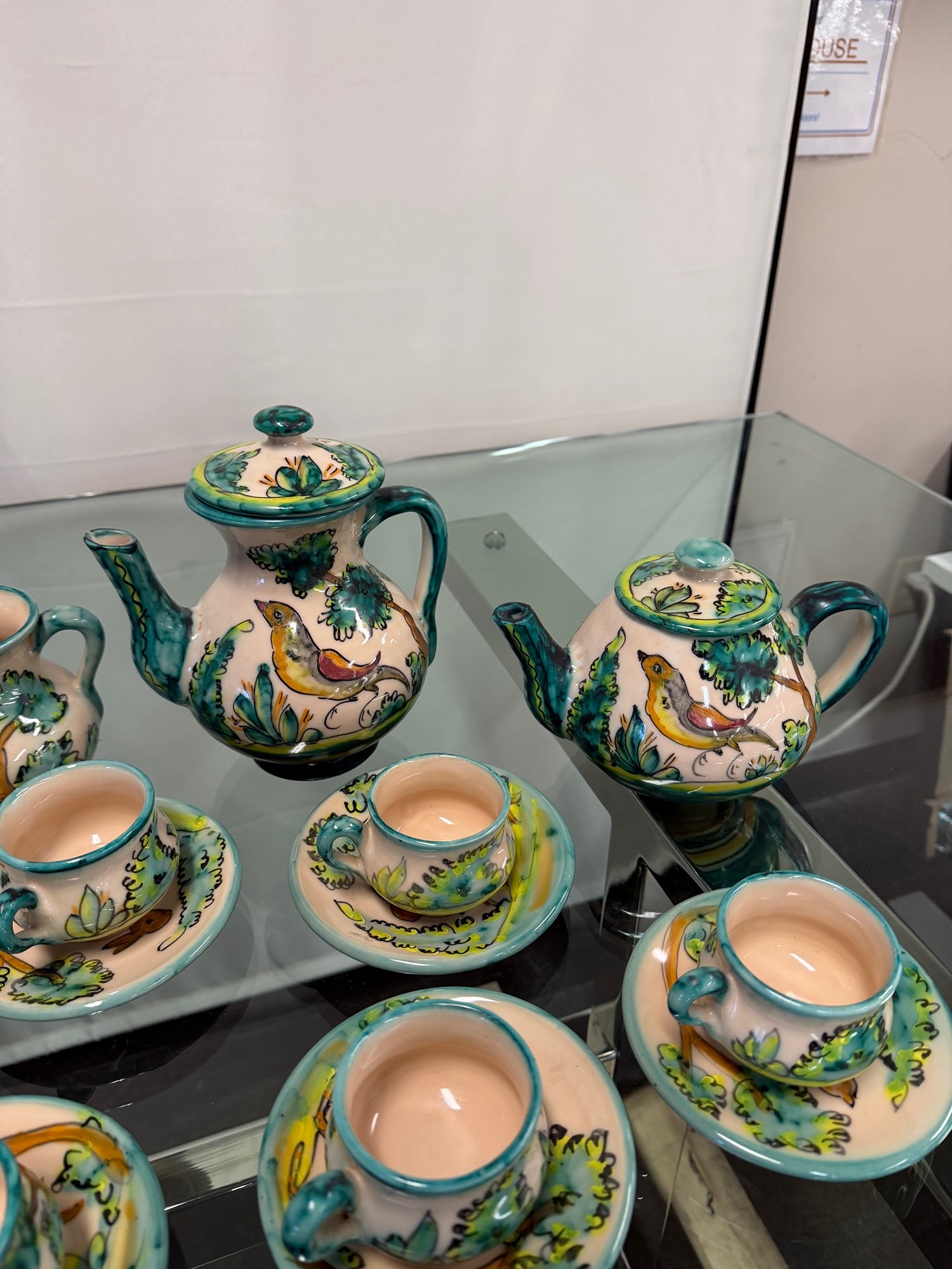 Vintage Hand-Painted Puente del Arzobispo Pottery Coffee & Condiment Set | 21 Pieces, Cerámica Cruz