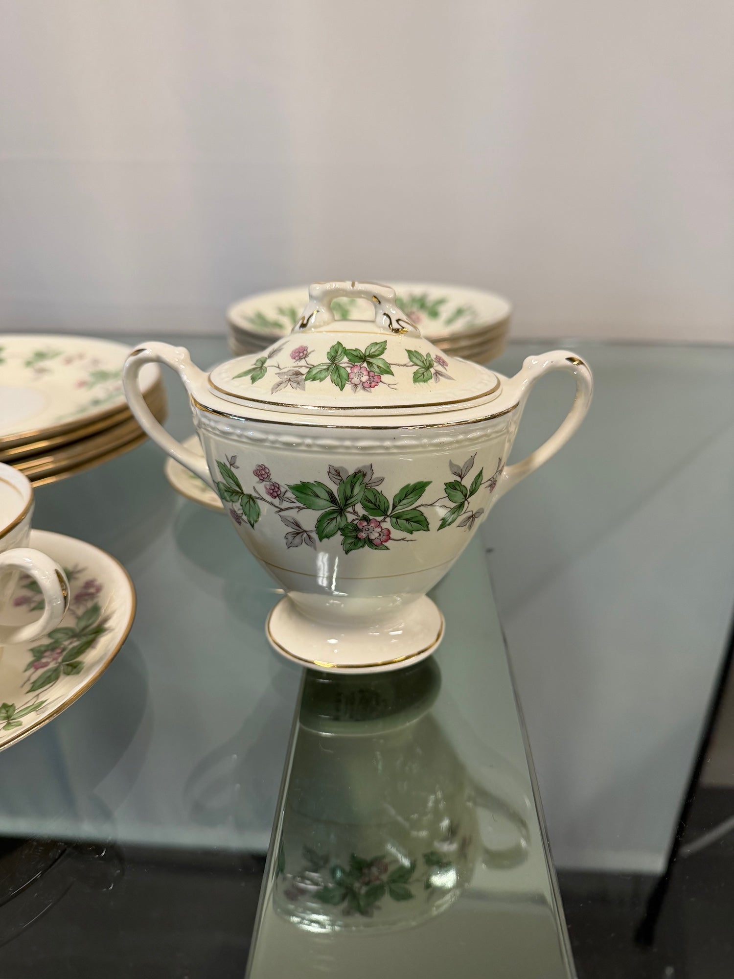 Homer Laughlin Eggshell China Georgian 43-Piece "Greenbriar" Dinnerware Set in Cream Porcelain