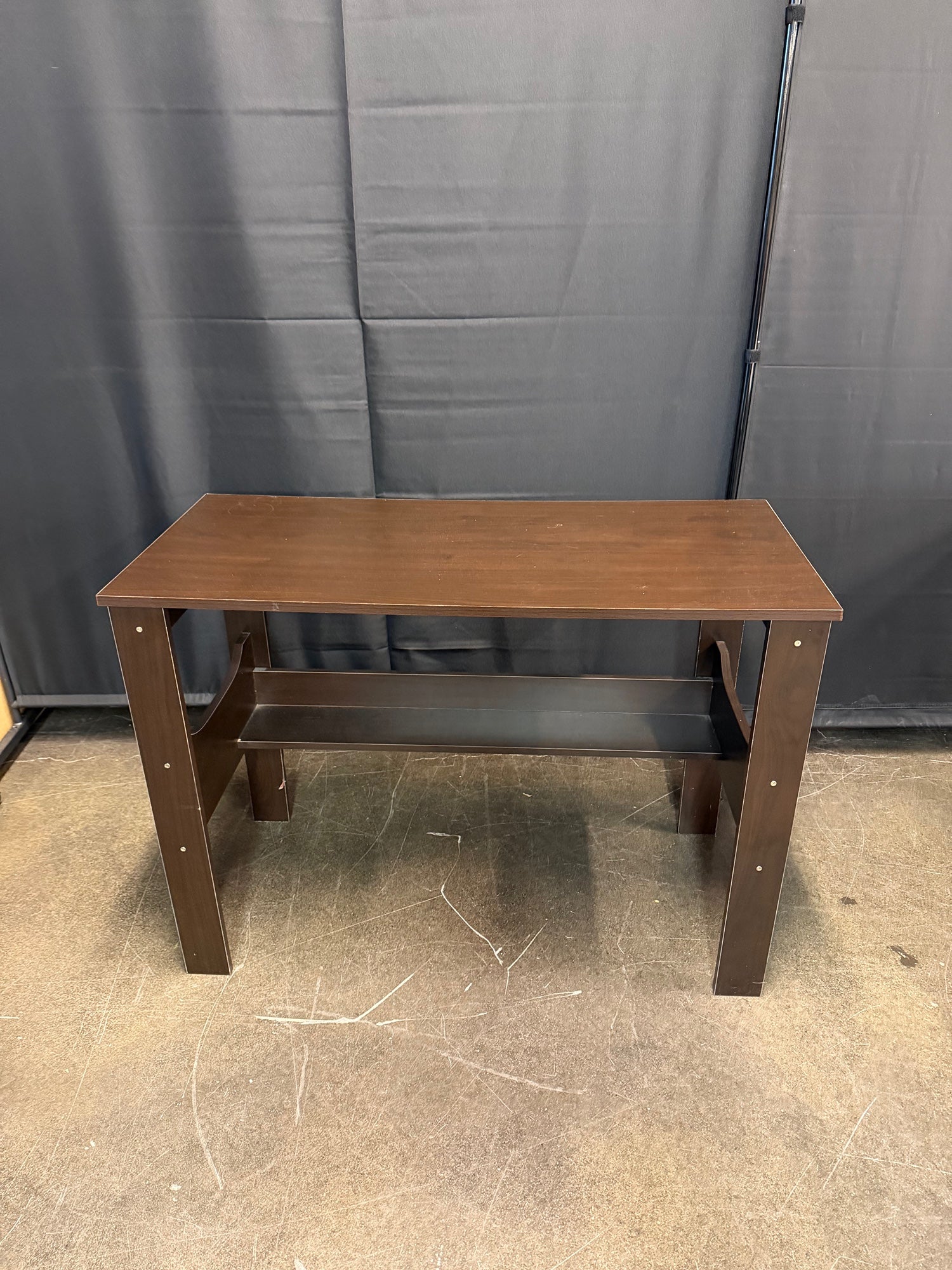 Dark Wood Rectangular Console Table with Lower Shelf
