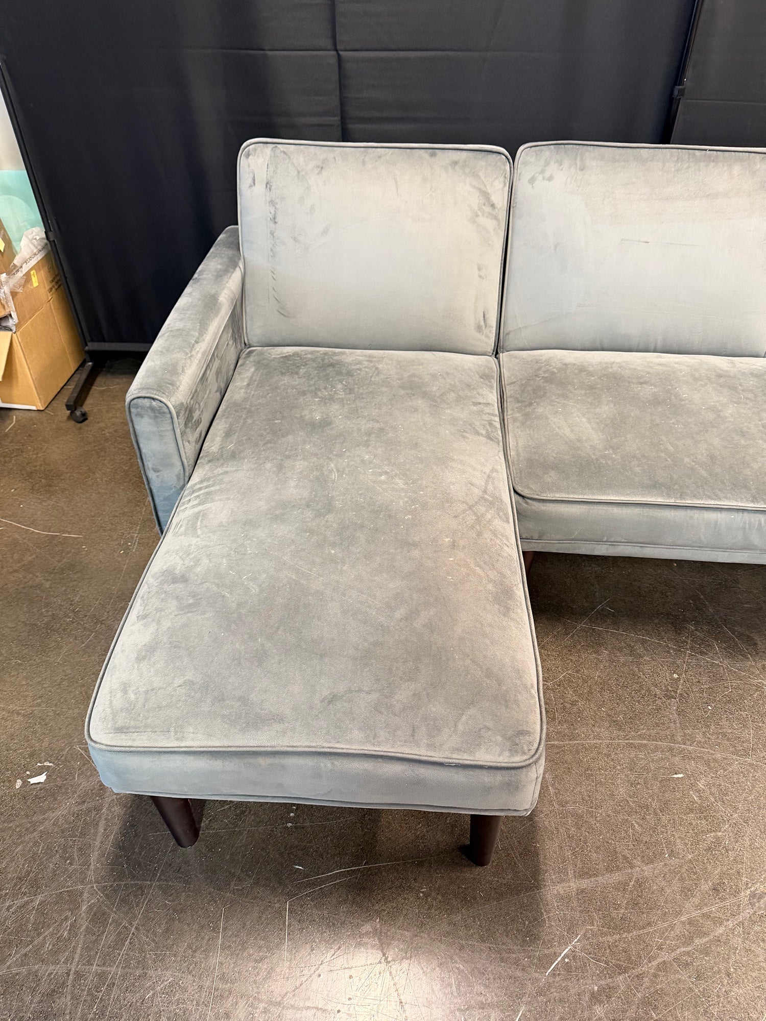 Dorel Home Furnishings Light Gray Velvet Sectional Sleeper Couch