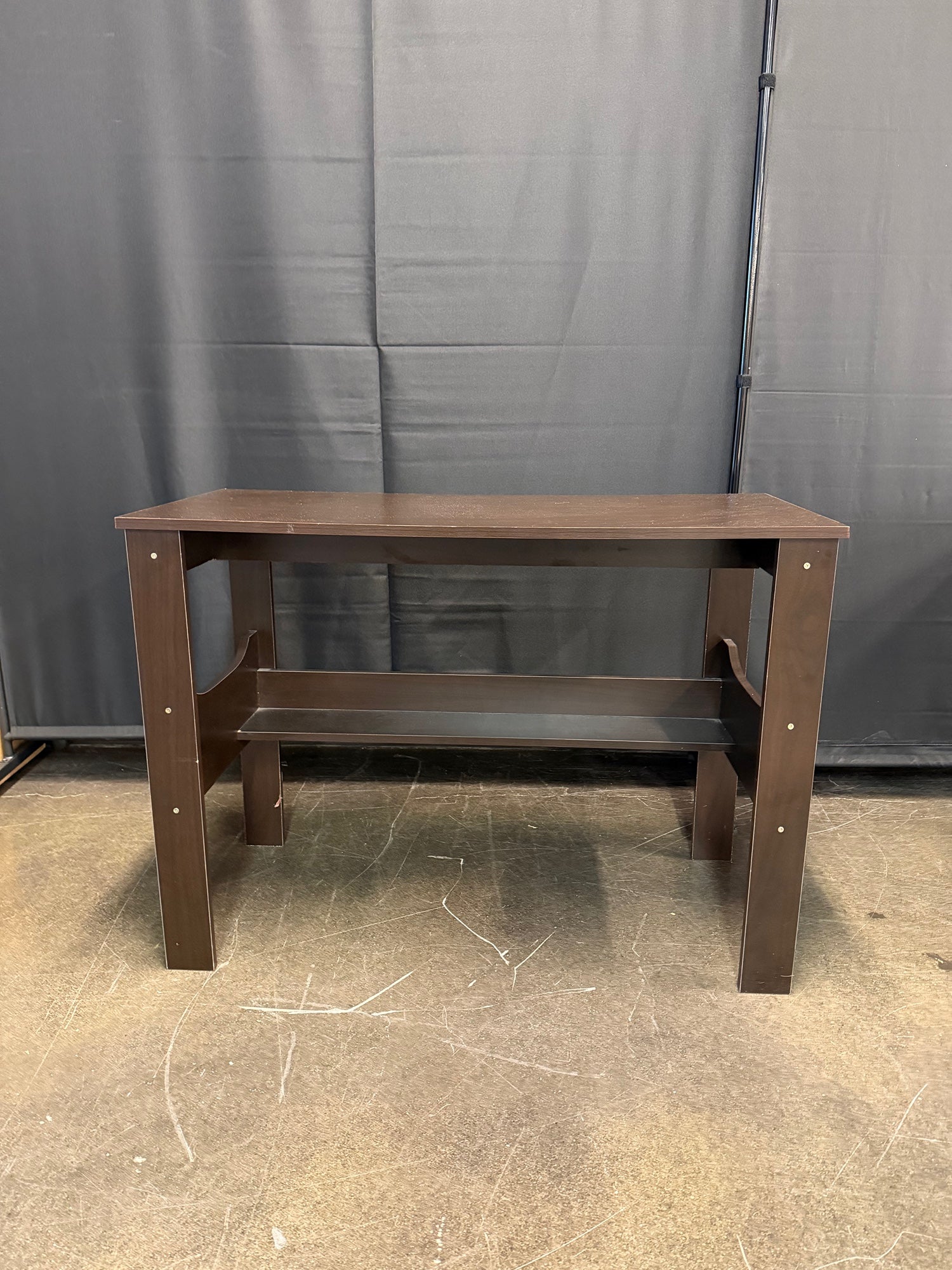 Dark Wood Rectangular Console Table with Lower Shelf