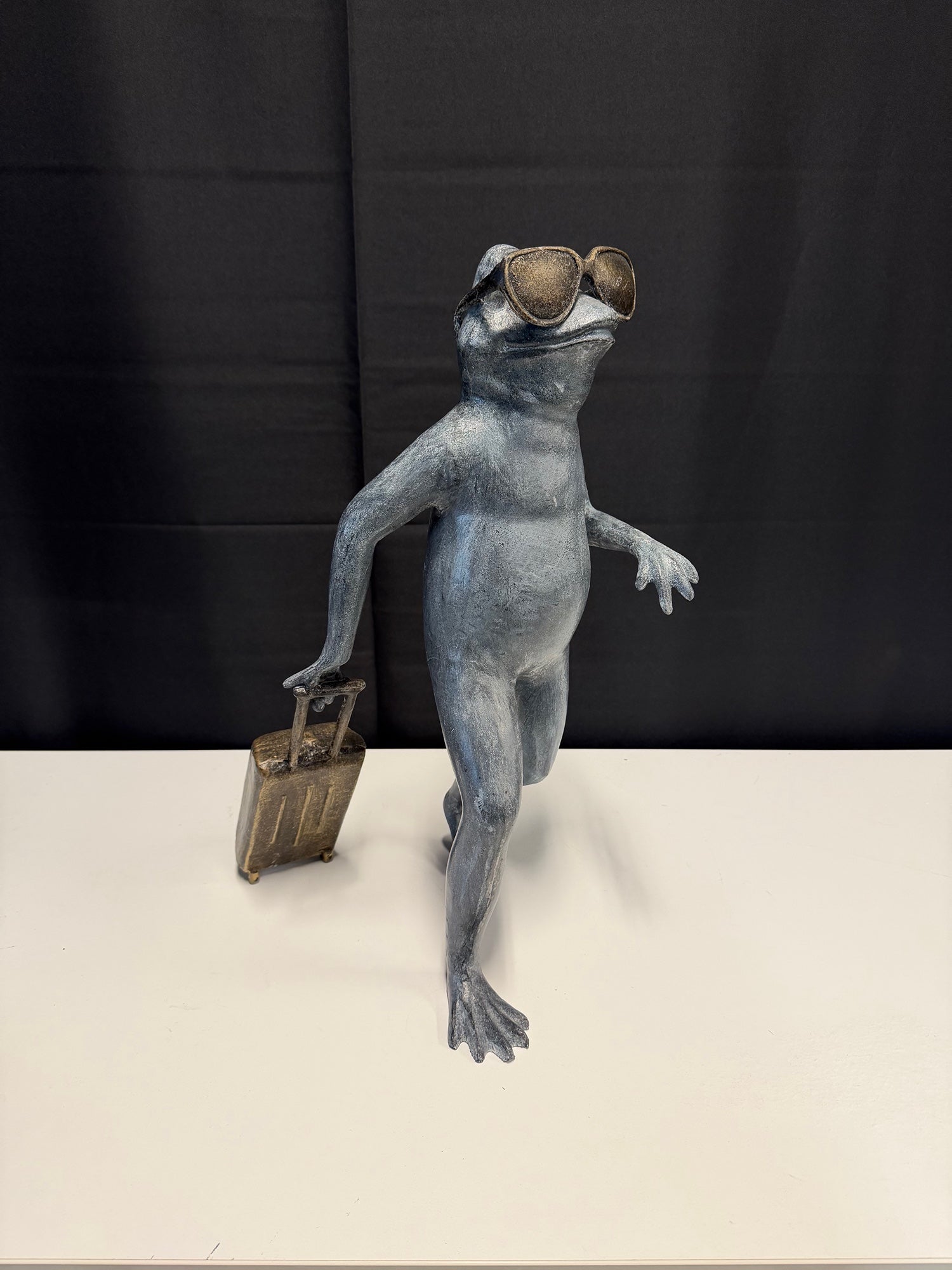 Road Trip Vacation Frog Garden Sculpture Statue with Sunglasses and Suitcase | New for $300+ | Fine Decor