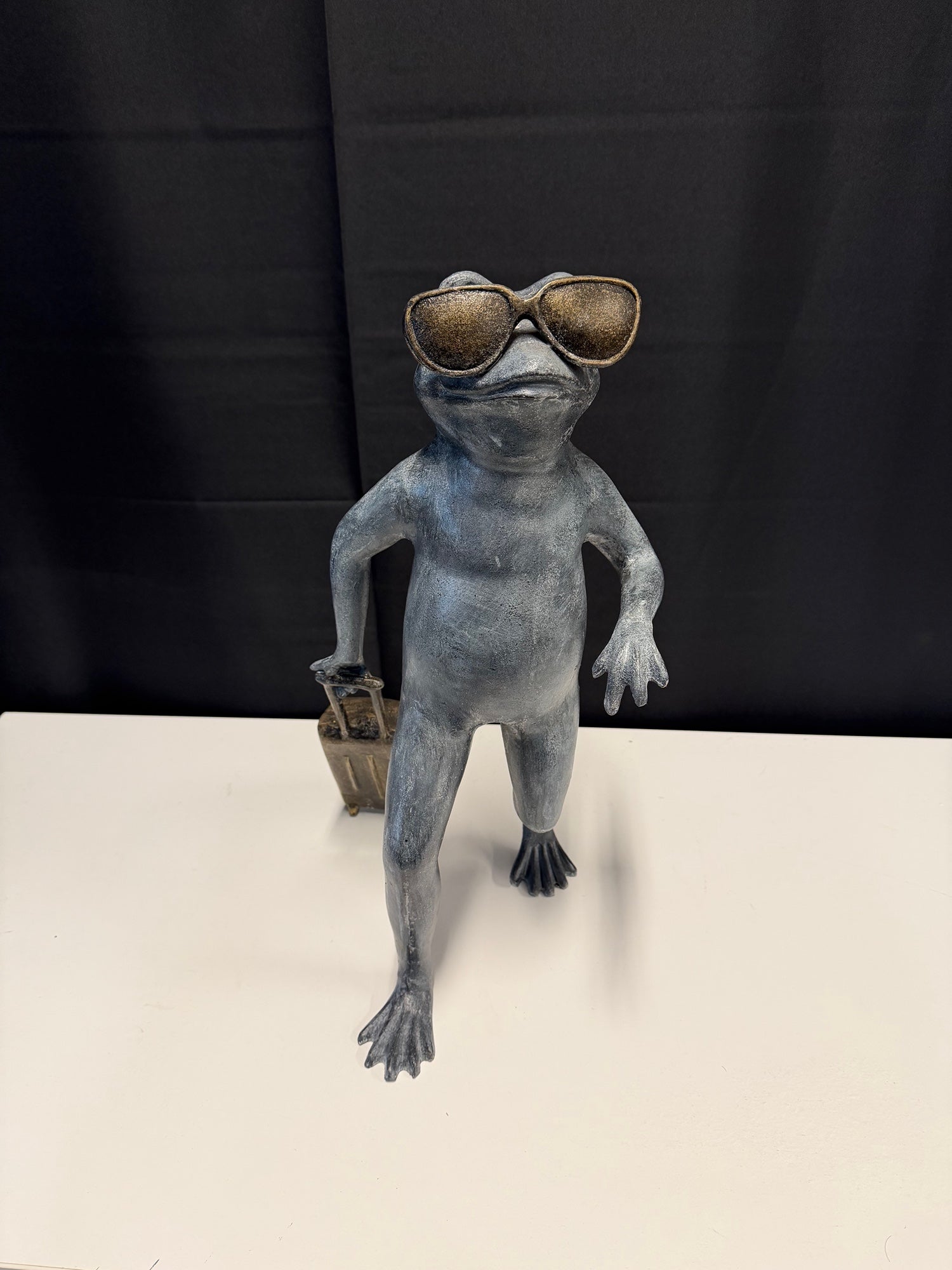 Road Trip Vacation Frog Garden Sculpture Statue with Sunglasses and Suitcase | New for $300+ | Fine Decor