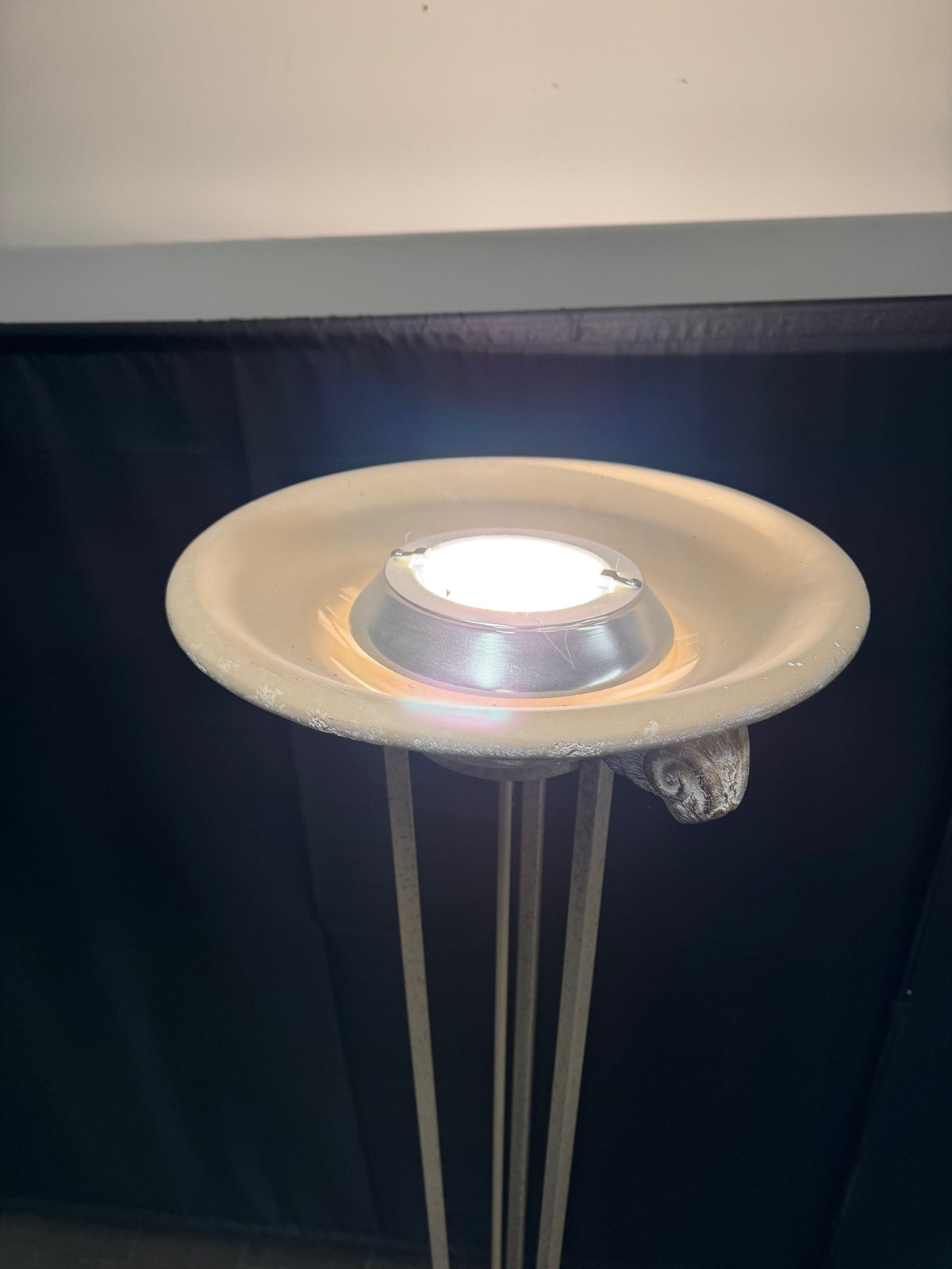Distressed Decorative Torchiere Floor Lamp with Ram Heads