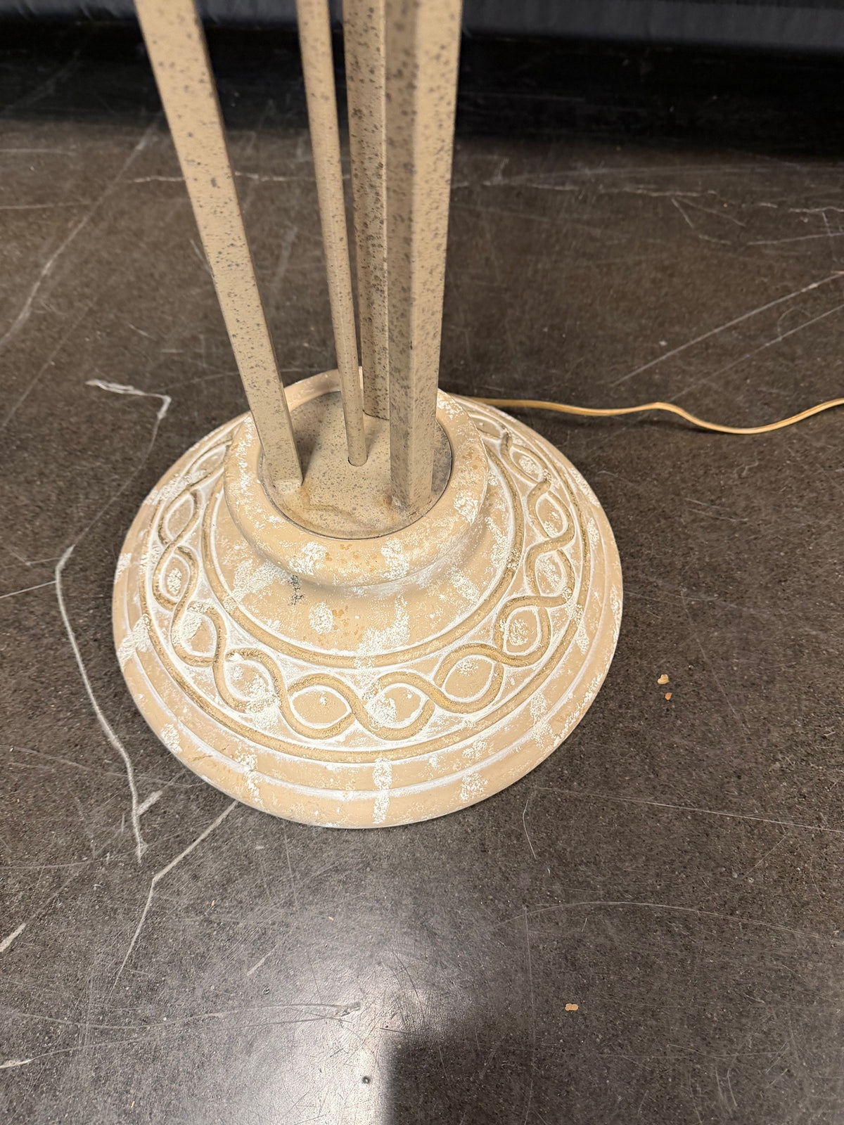 Distressed Decorative Torchiere Floor Lamp with Ram Heads