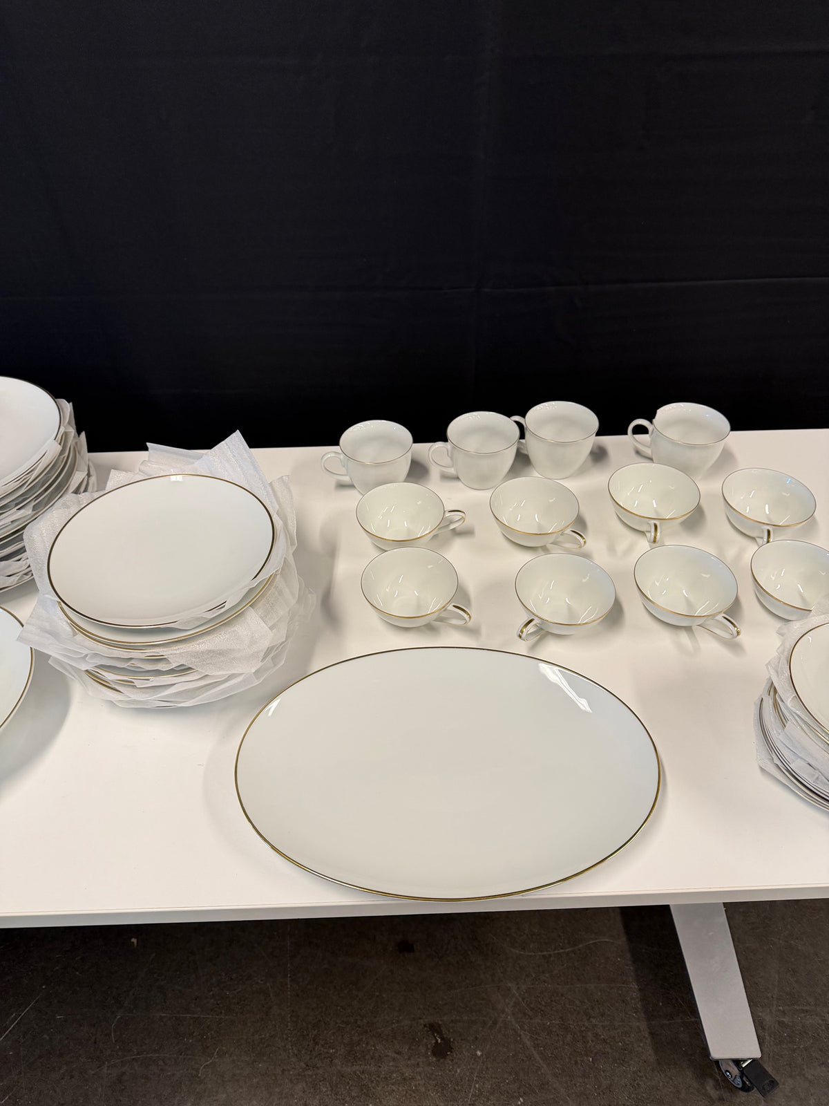 Noritake Caprice White Gold Trim Dinnerware Set | 58 Pieces