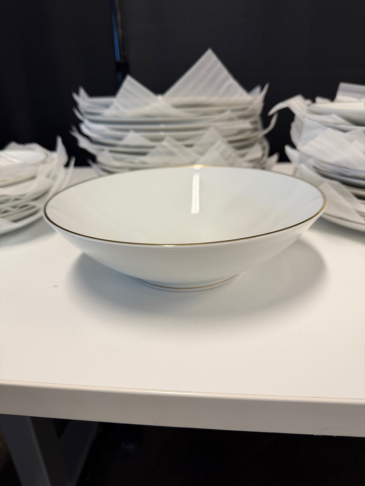 Noritake Caprice White Gold Trim Dinnerware Set | 58 Pieces