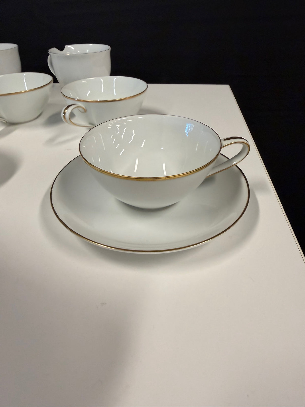 Noritake Caprice White Gold Trim Dinnerware Set | 58 Pieces