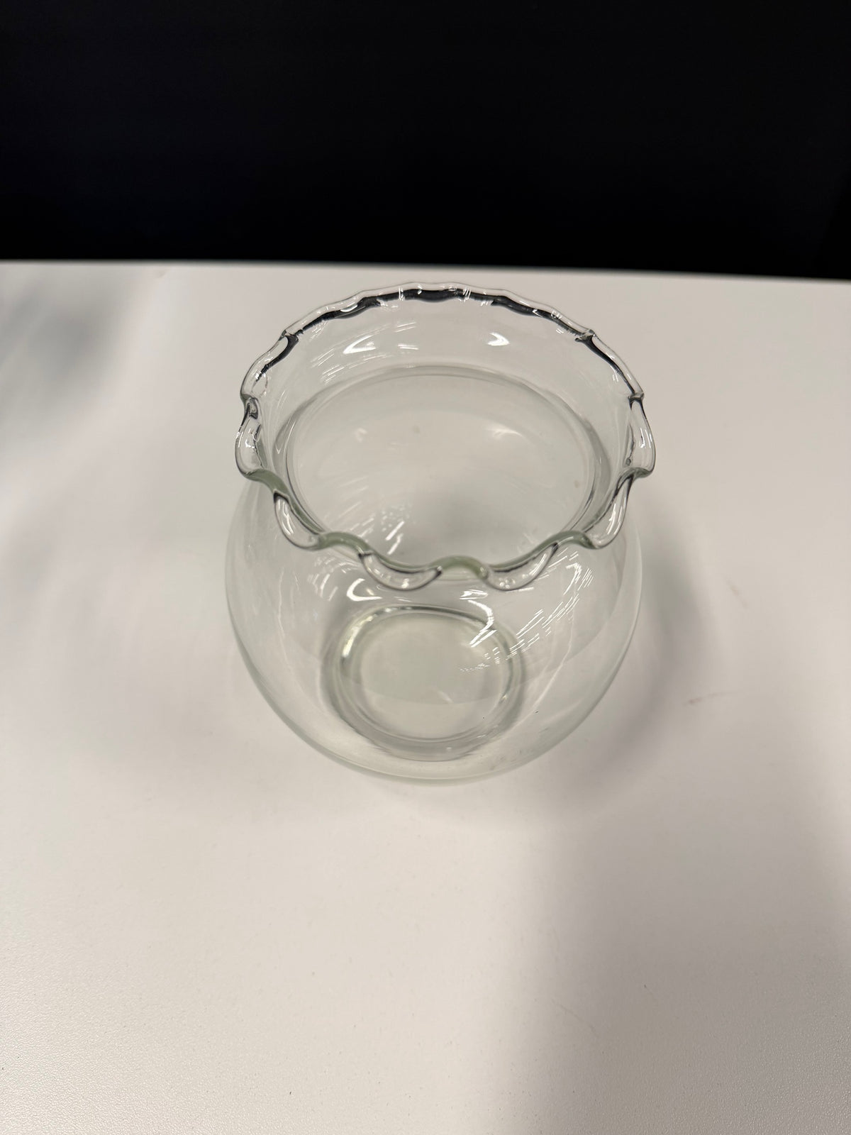 Clear Glass Ruffled Edge Candy Dish