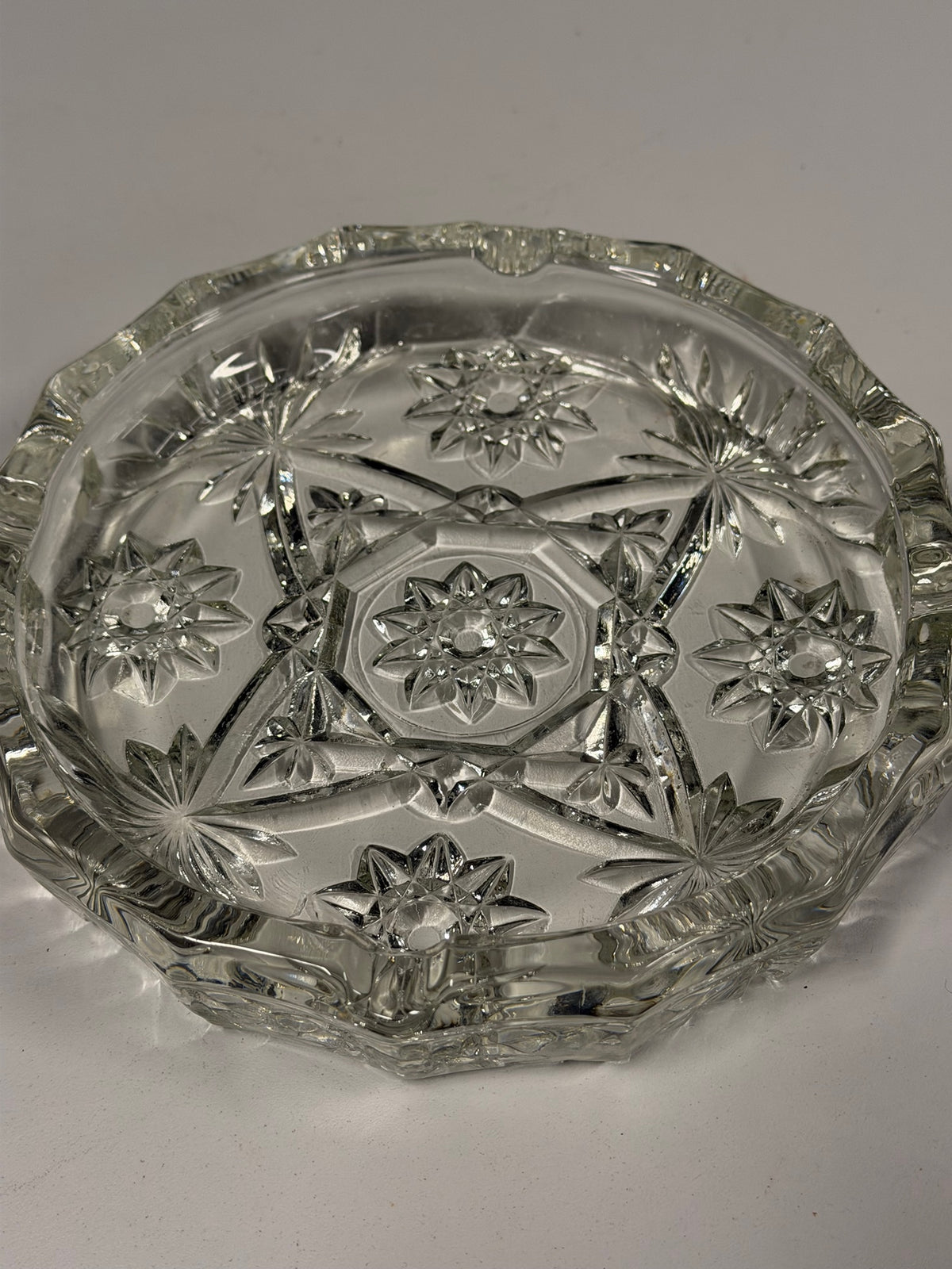 Clear Starburst Pattern Ashtray in Glass