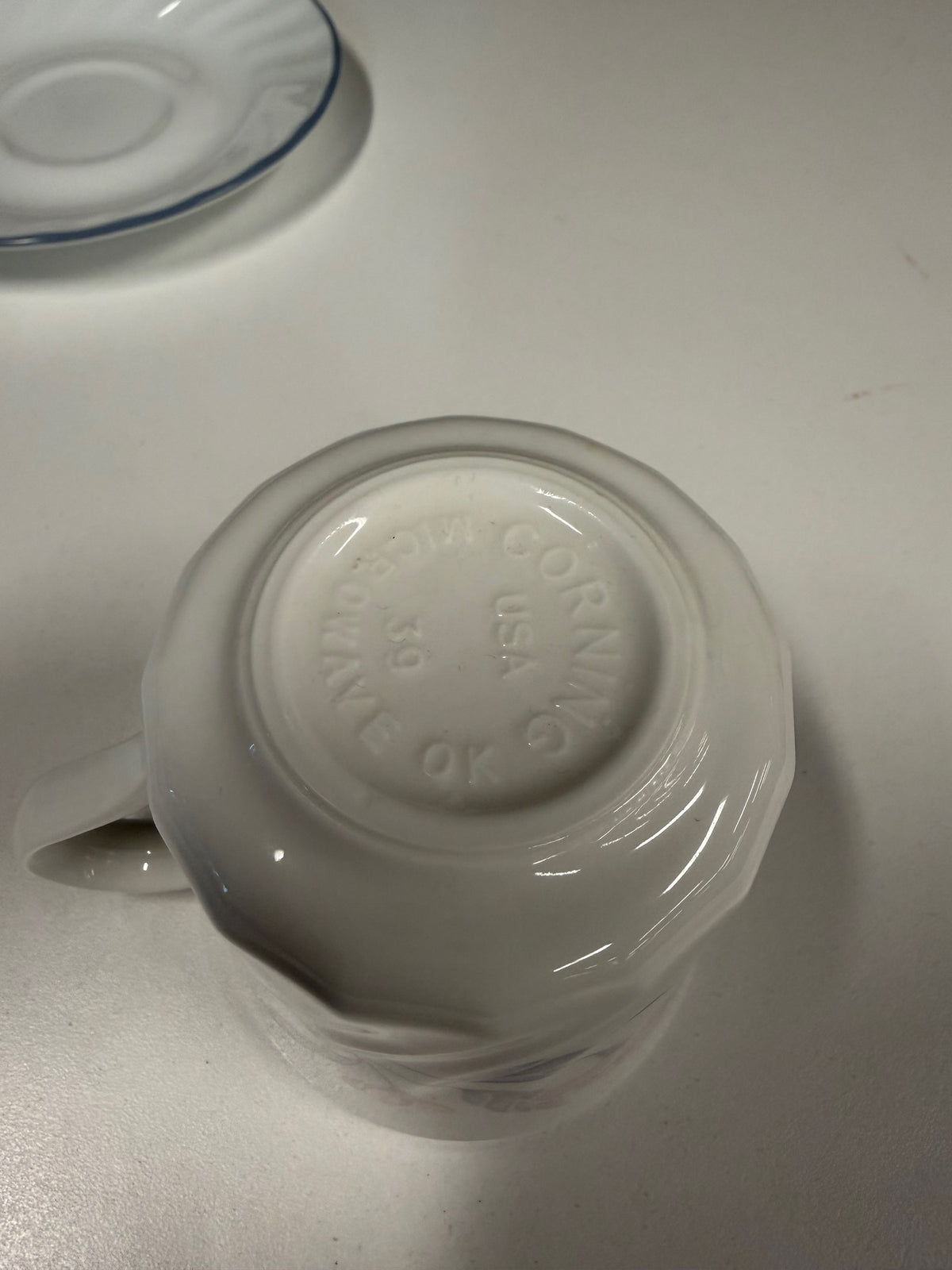 Corelle Corning White Floral Swirl Cup and Saucer Set