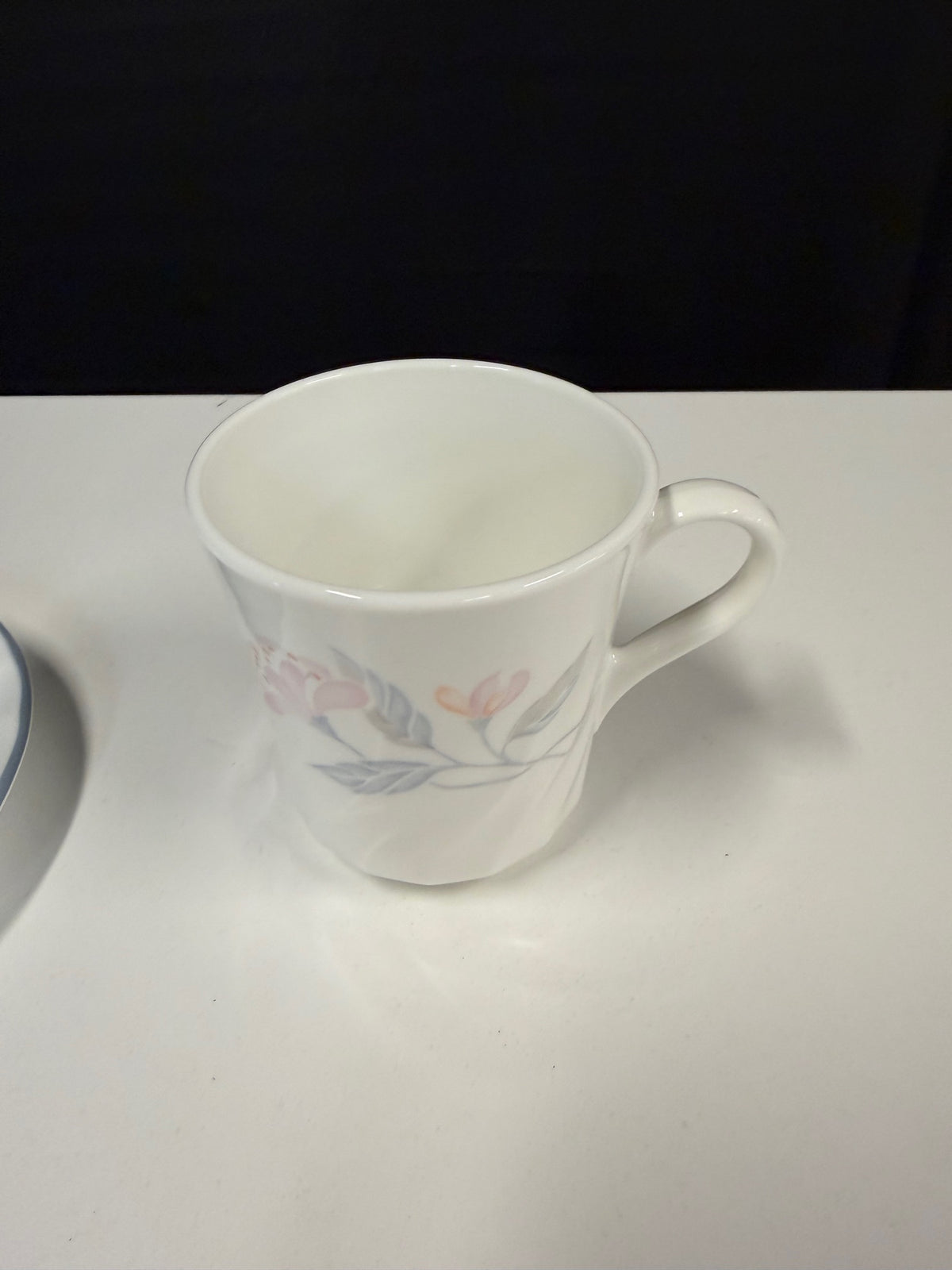 Corelle Corning White Floral Swirl Cup and Saucer Set