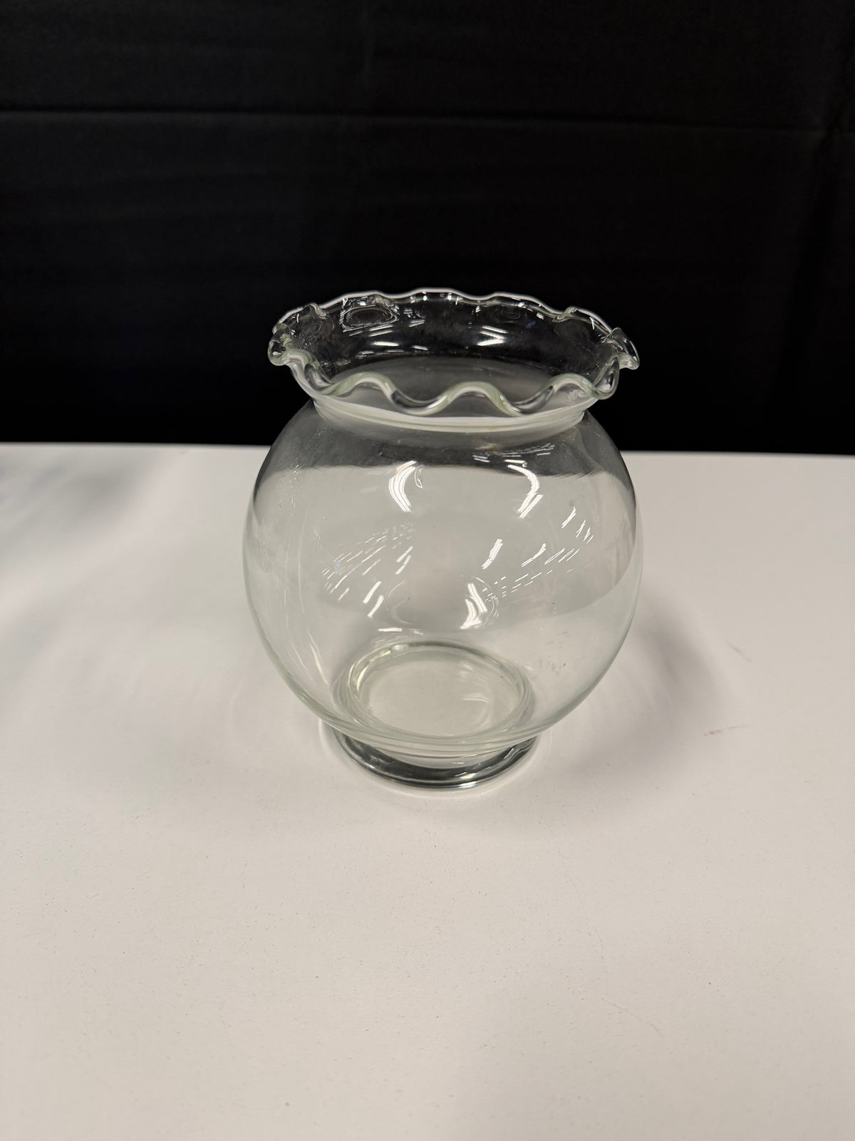 Clear Glass Ruffled Edge Candy Dish
