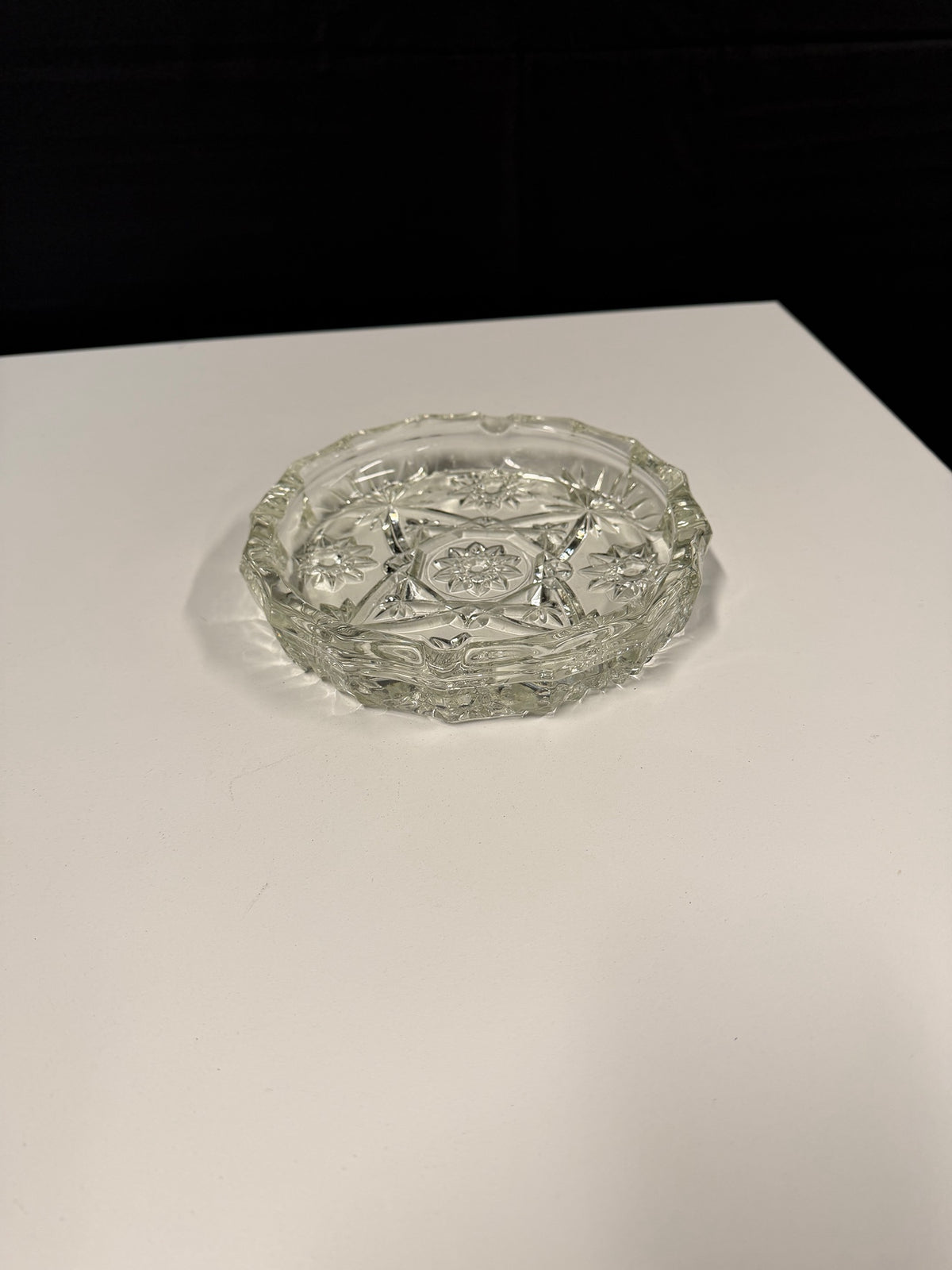 Clear Starburst Pattern Ashtray in Glass