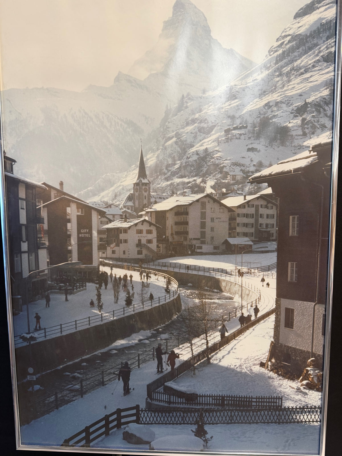 Snowy Alpine Village Matterhorn Zermatt Switzerland Framed Print
