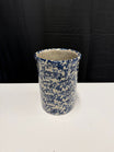 Blue and White Spatterware Ceramic Crock