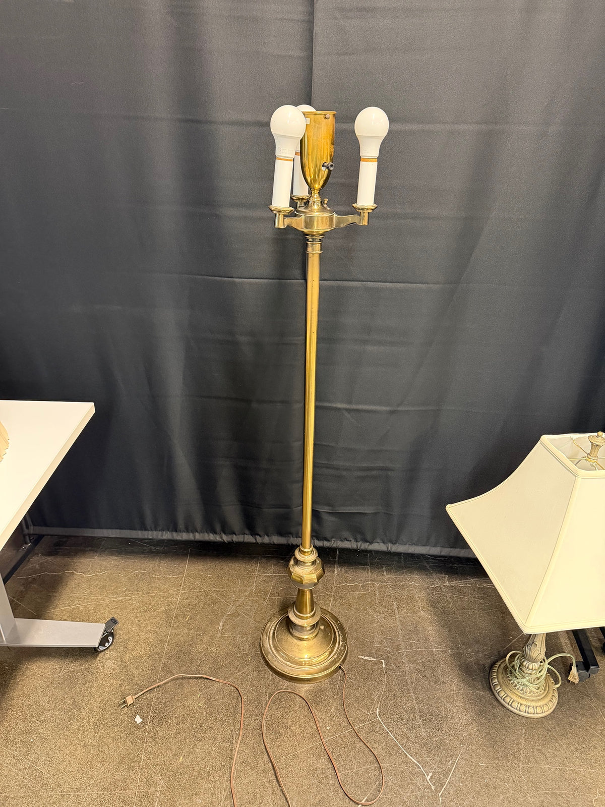 Stiffel Traditional Three-Light Floor Lamp in Brass