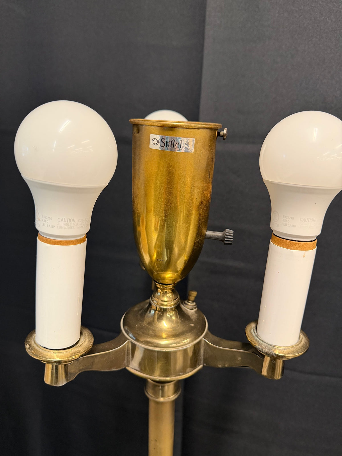 Stiffel Traditional Three-Light Floor Lamp in Brass