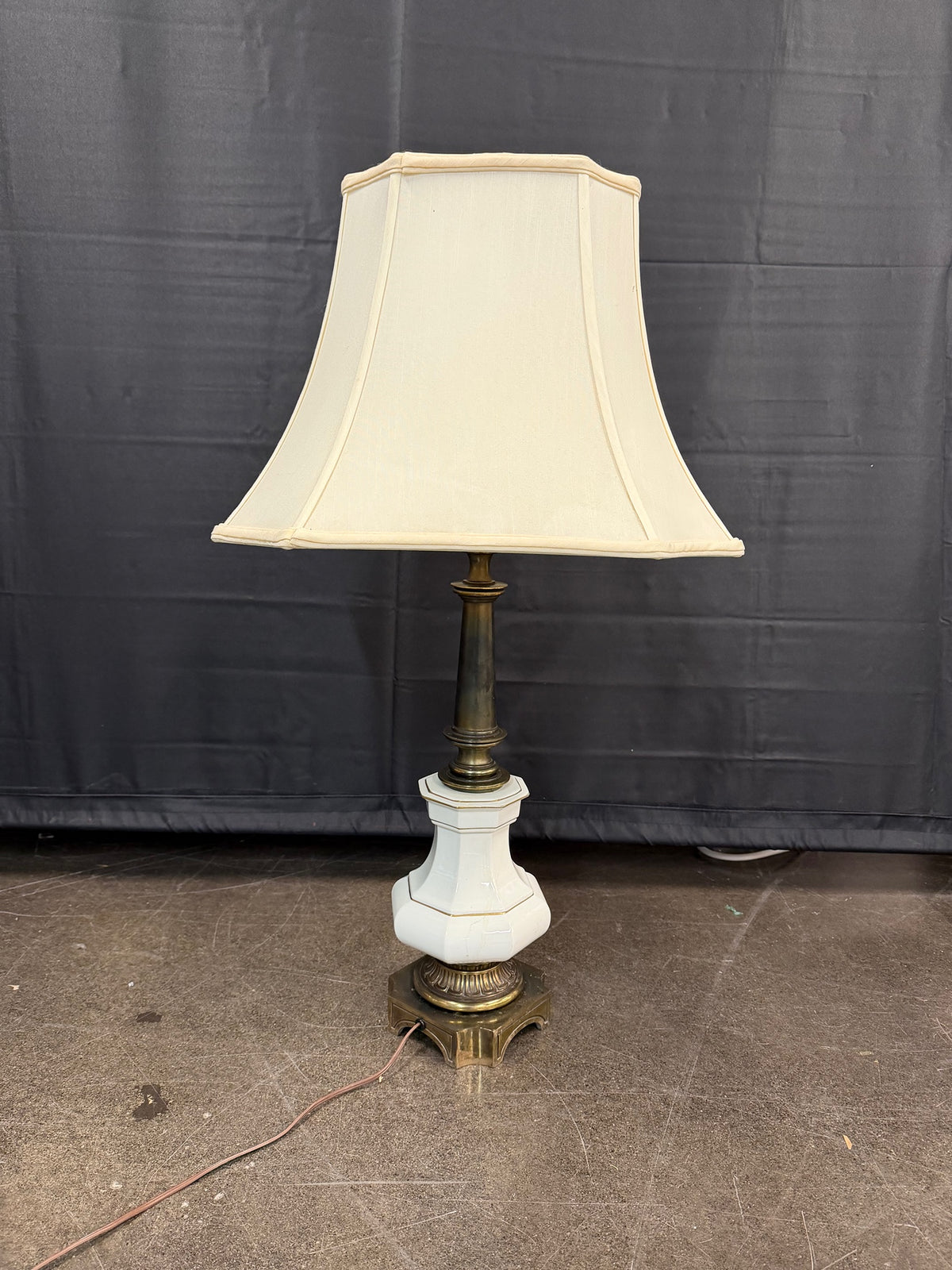 Vintage Brass and White Ceramic Table Lamp