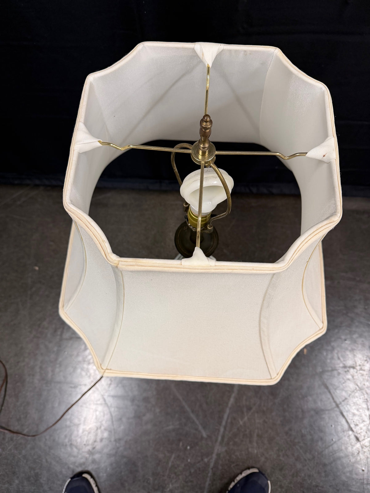 Vintage Brass and White Ceramic Table Lamp
