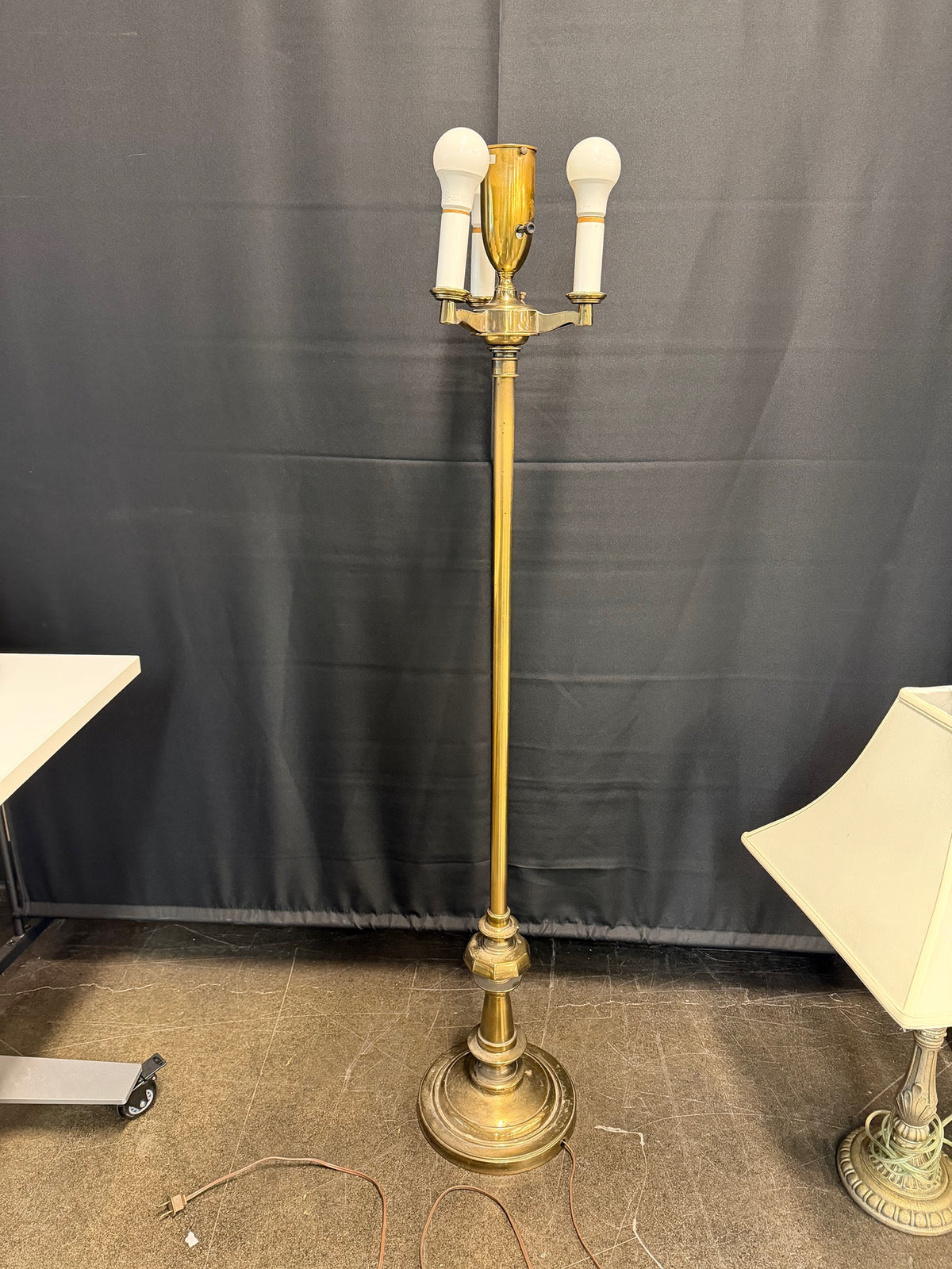 Stiffel Traditional Three-Light Floor Lamp in Brass